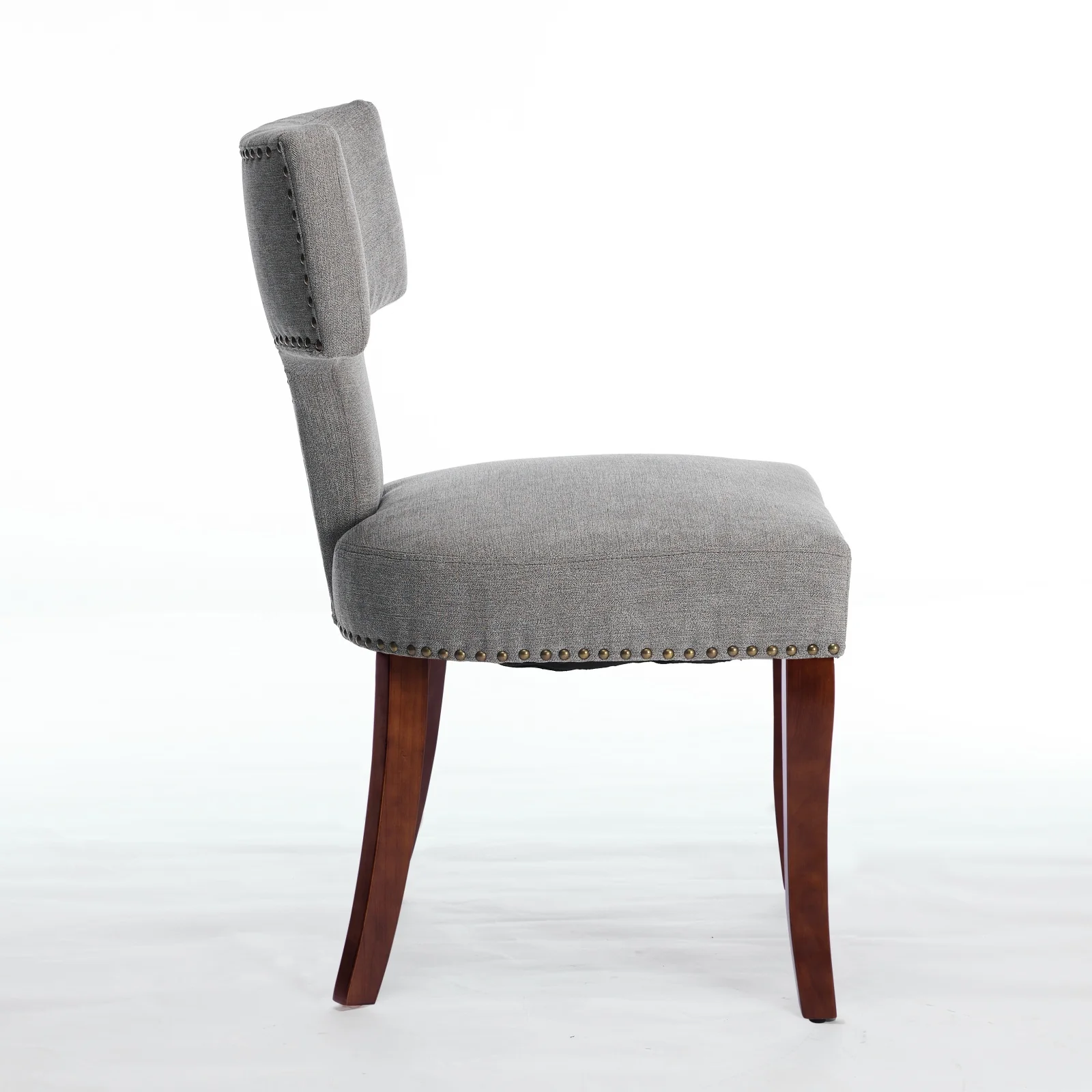 Mid Century Modern T-Back Dining Chairs with Nailhead Trim, Set of 2 - Image 26