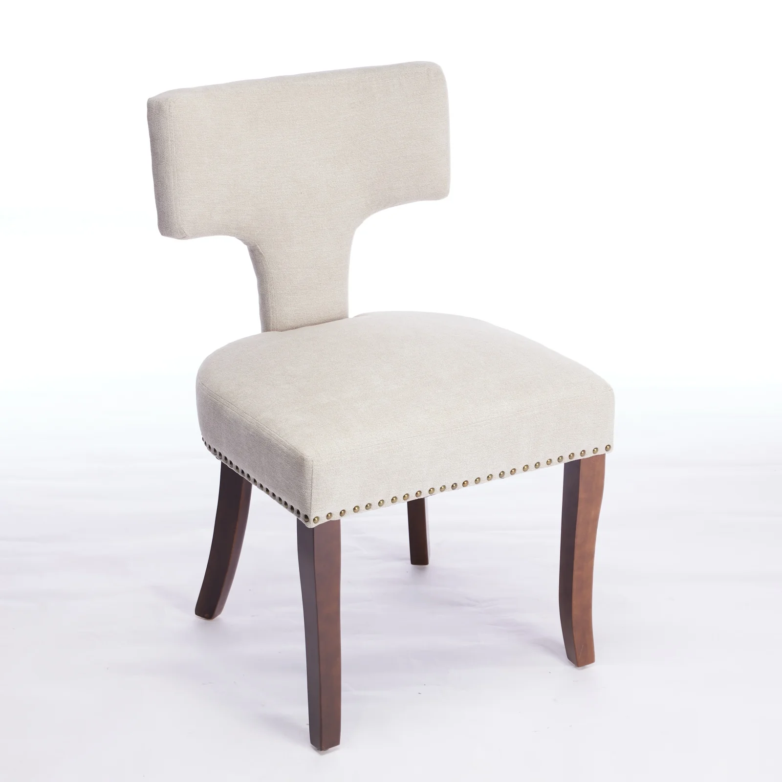 Mid Century Modern T-Back Dining Chairs with Nailhead Trim, Set of 2 - Image 46