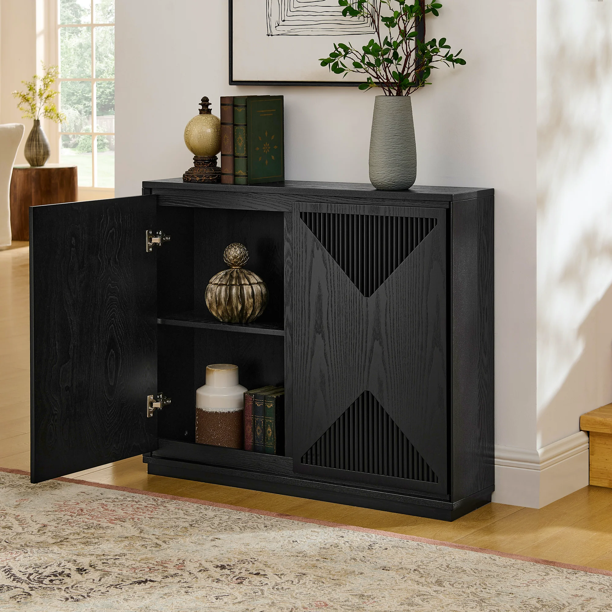 Mid Century Modern V-Shape Narrow Storage Cabinet - Image 25