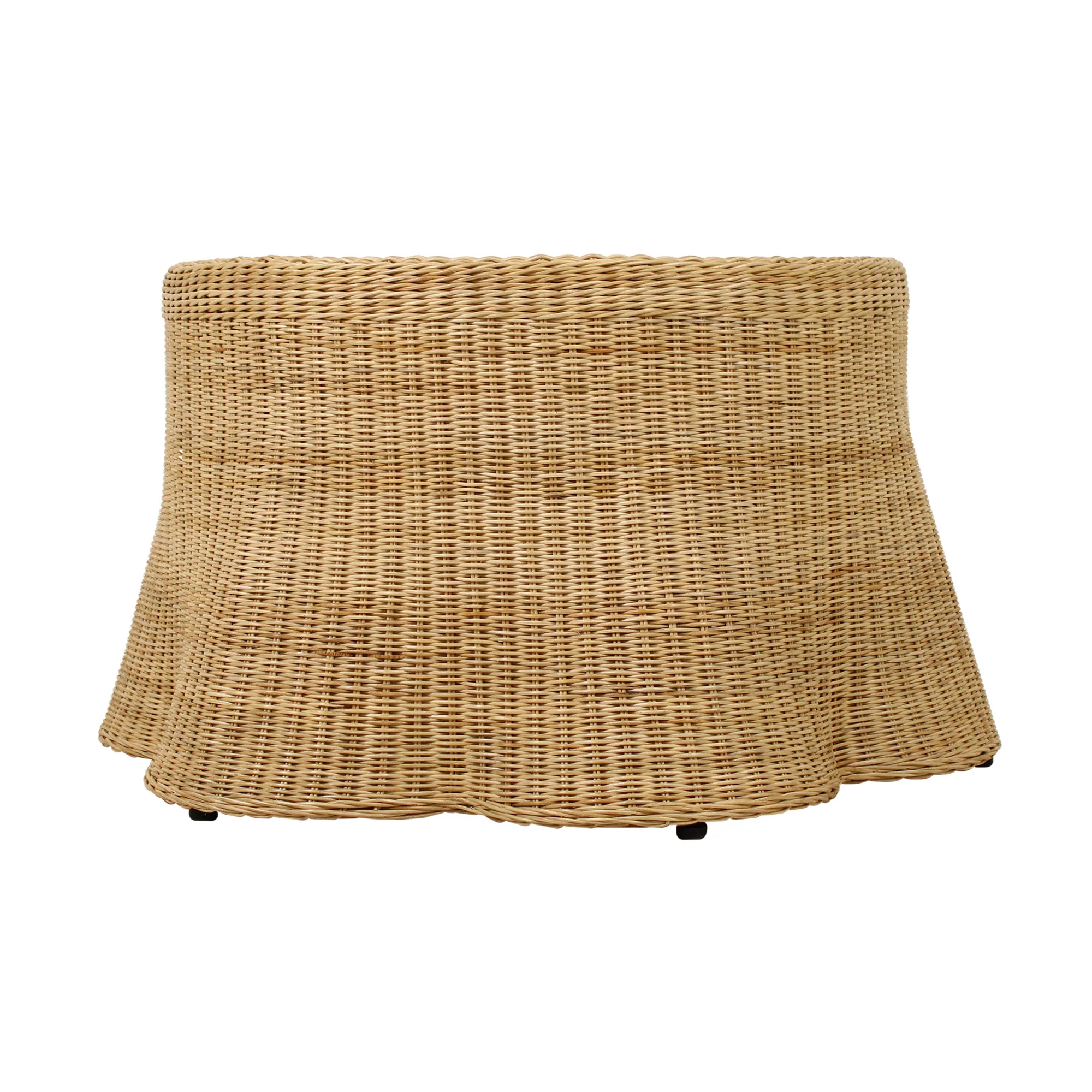 Mira Rattan Coffee Table With Scalloped Base