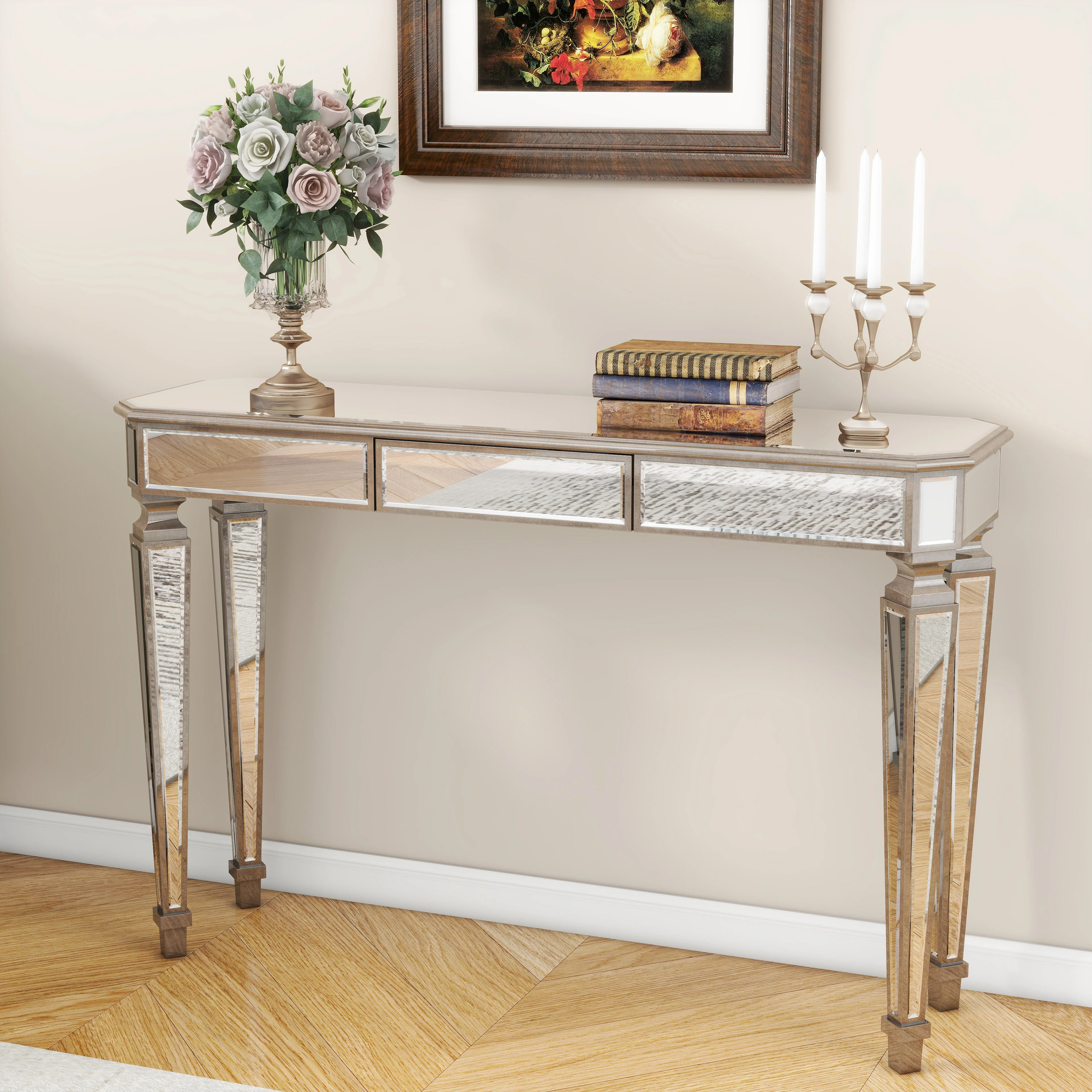 Mirror Console Table with 3 Drawers - Image 8