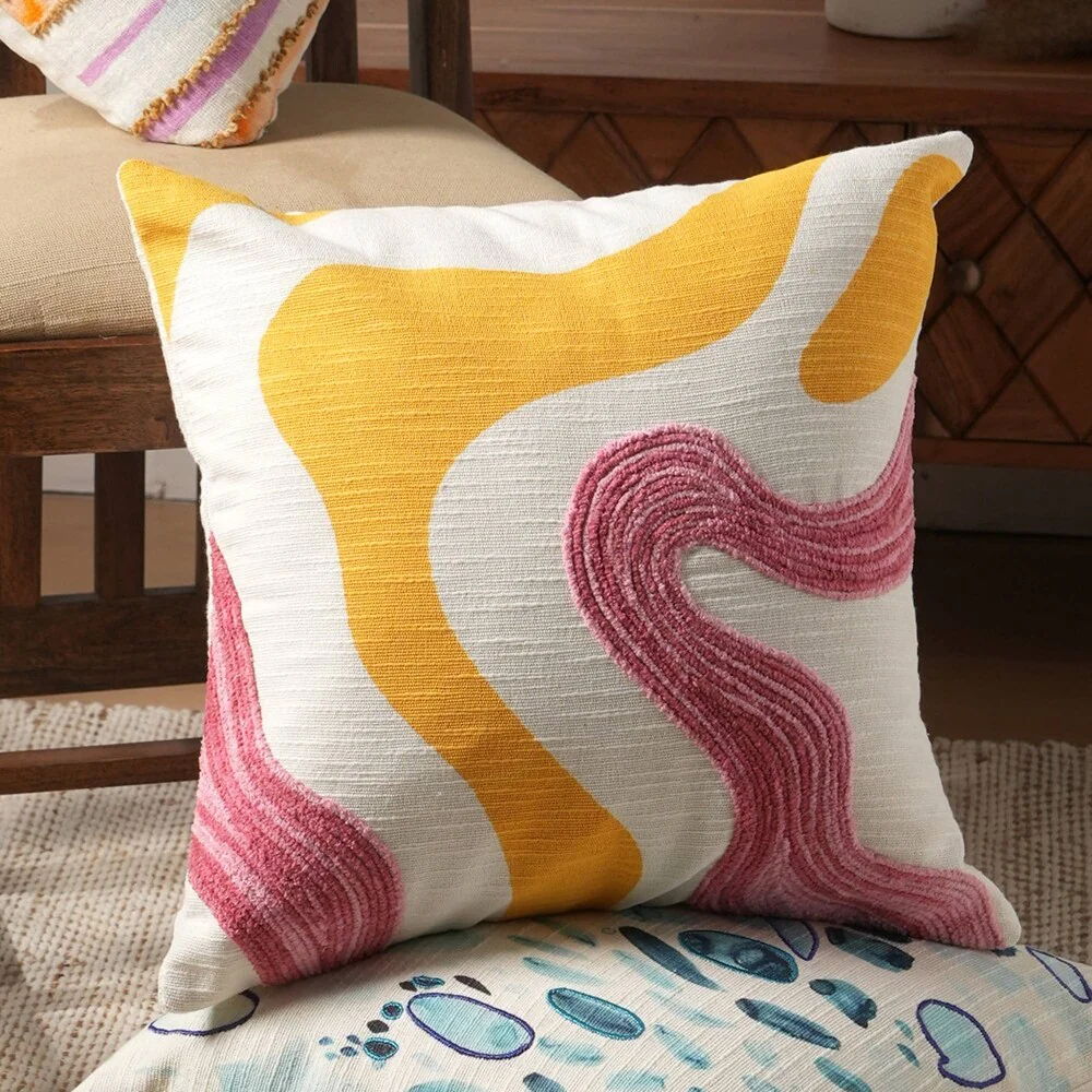 Mod Vibe Printed & Embroidered Pillow - Image 2