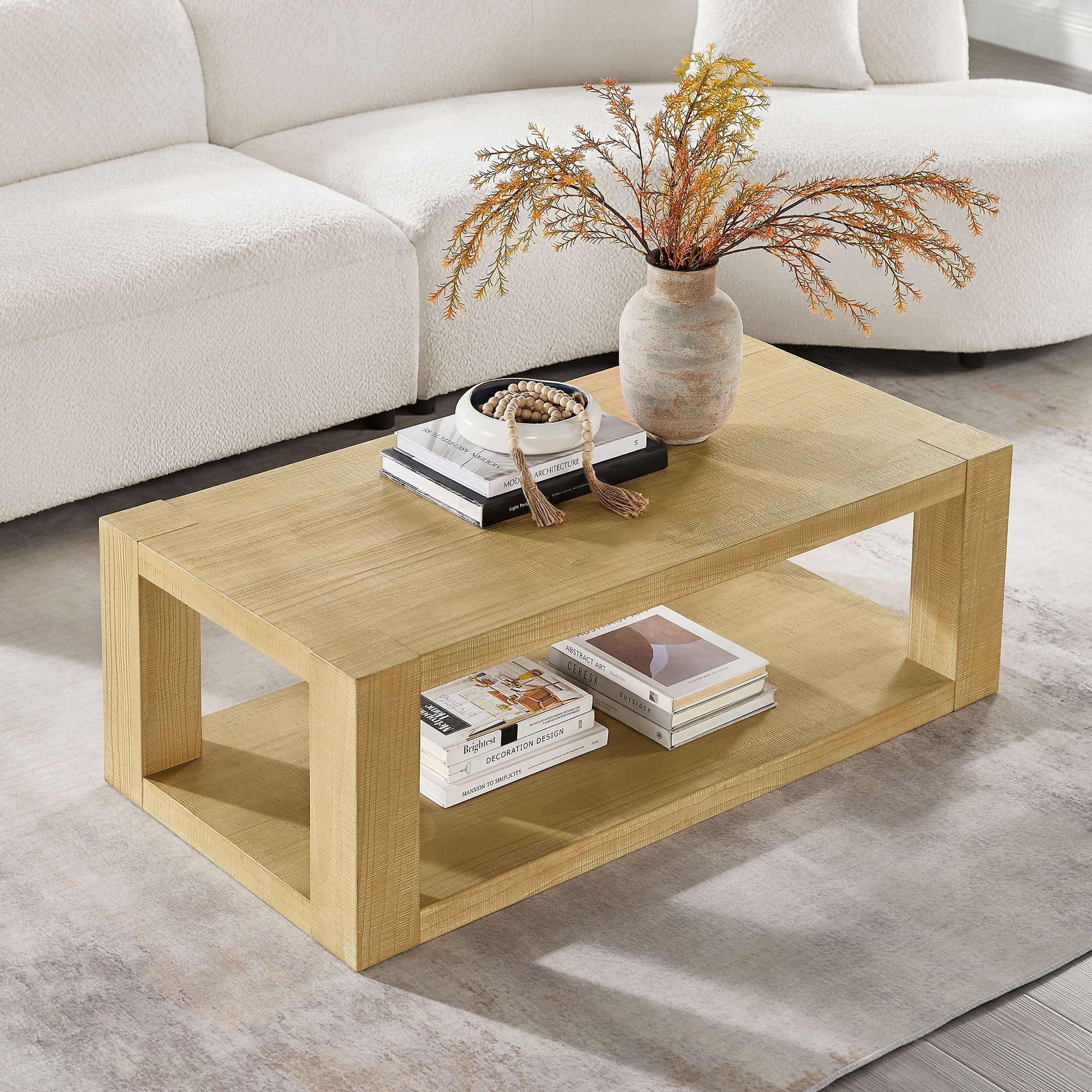 Modern 2-Tier Rectangle Coffee Table - Image 2