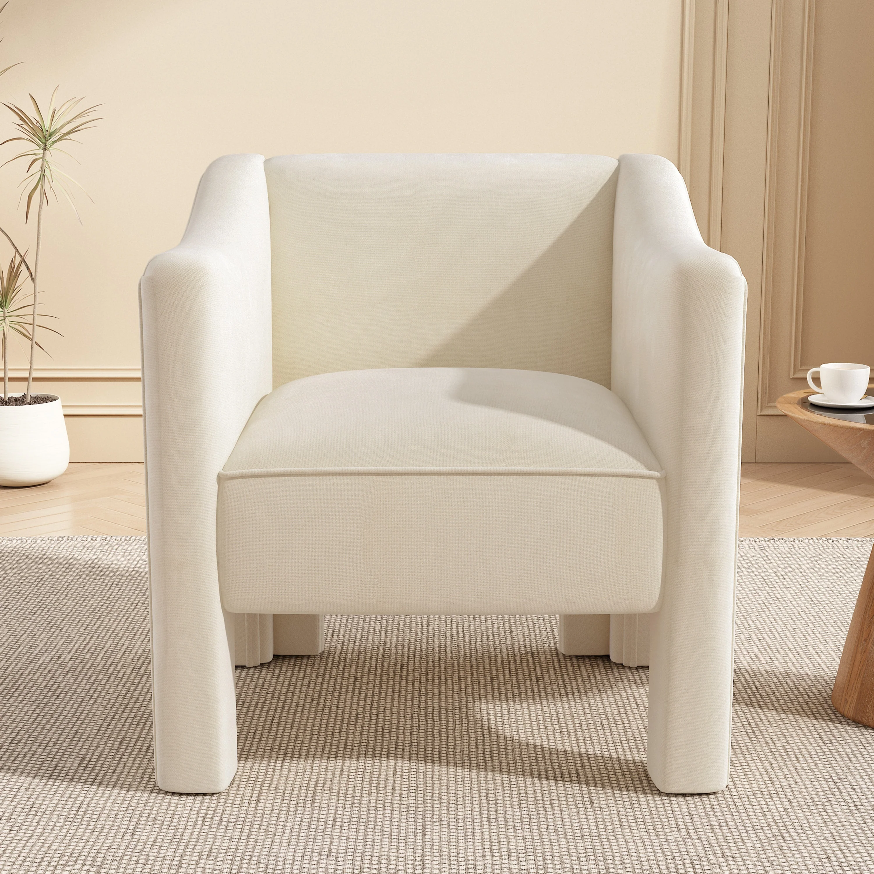 Modern Chenille Barrel Accent Chair with Enclosed Arms - Image 21
