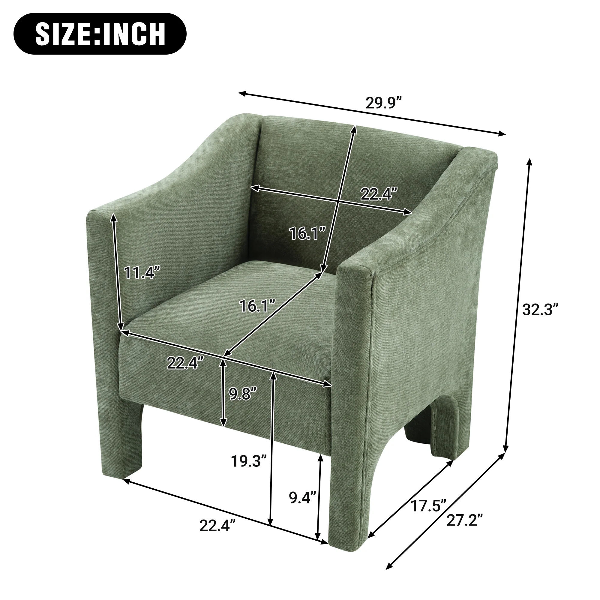 Modern Chenille Barrel Accent Chair with Enclosed Arms - Image 3