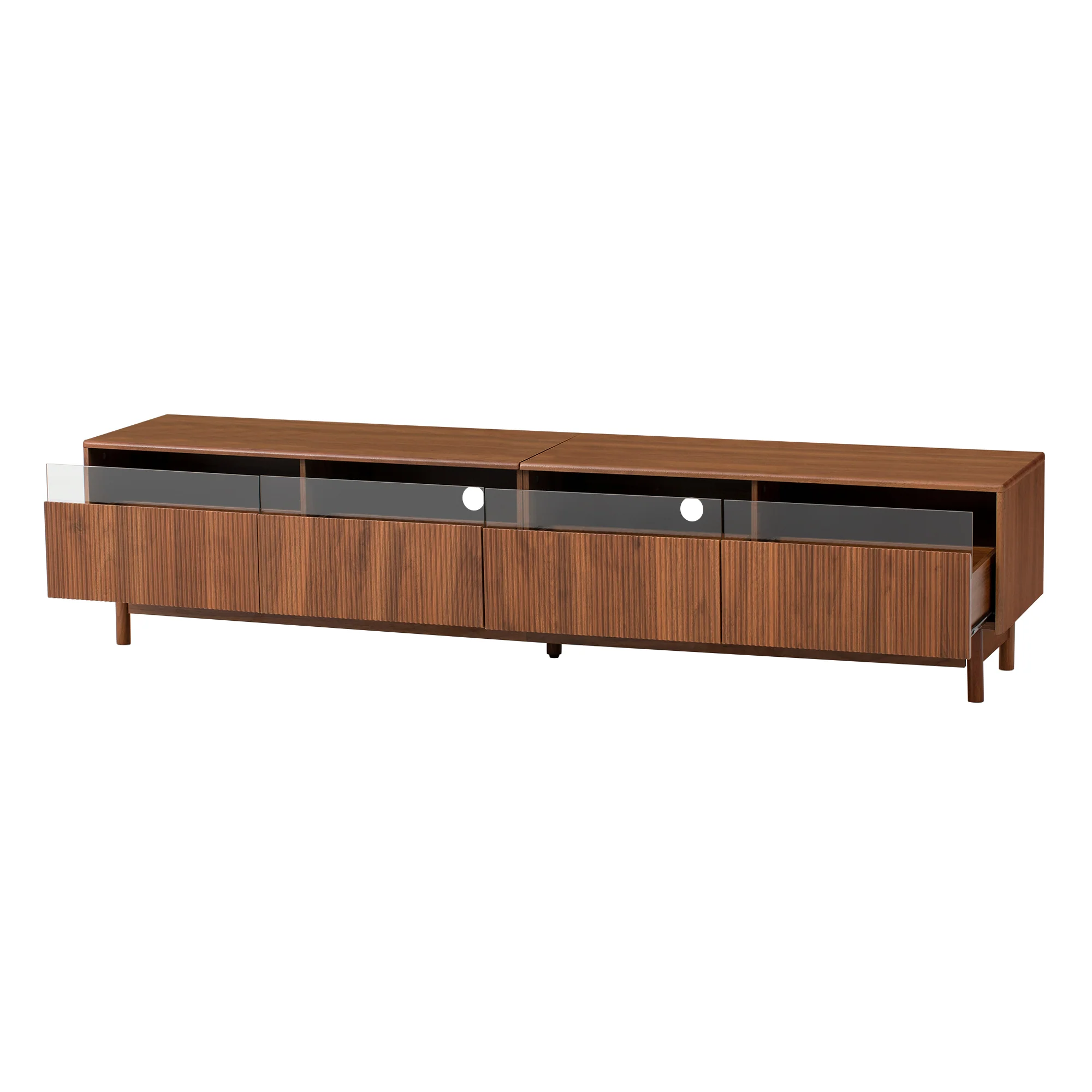 Modern Entertainment Center with Fluted Glass Drawers - Image 3