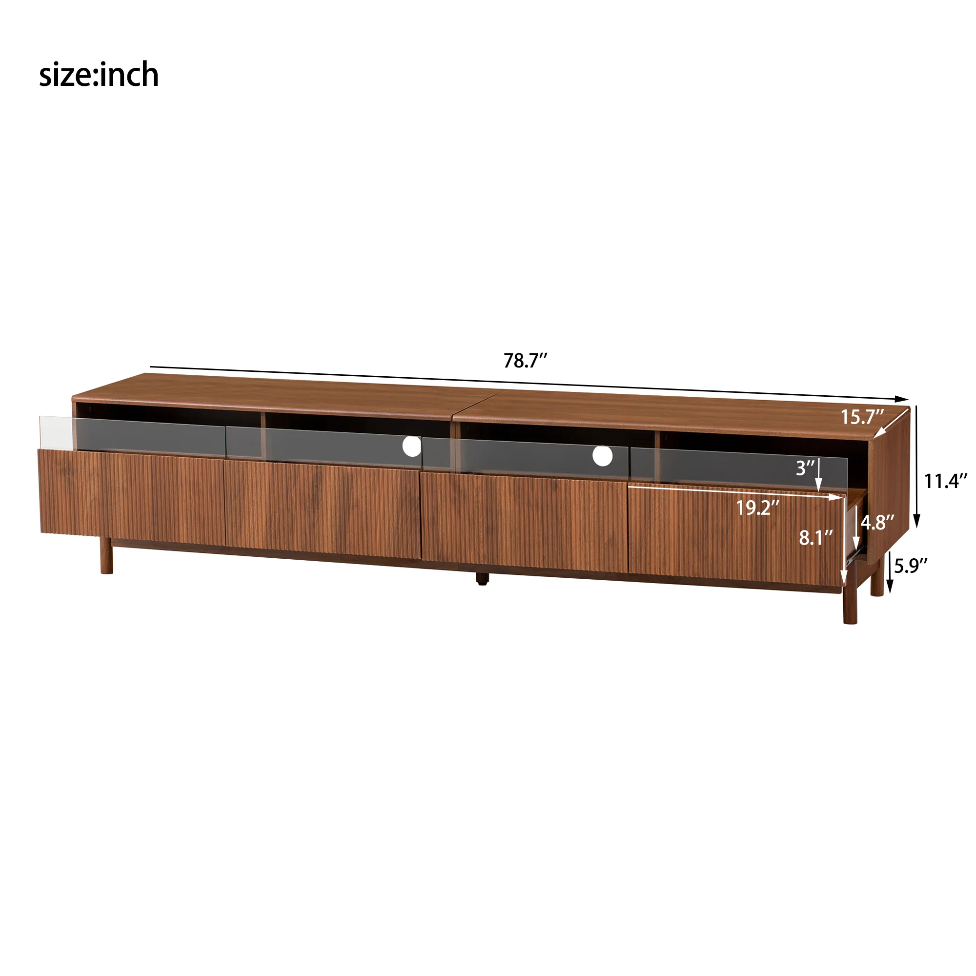 Modern Entertainment Center with Fluted Glass Drawers - Image 5