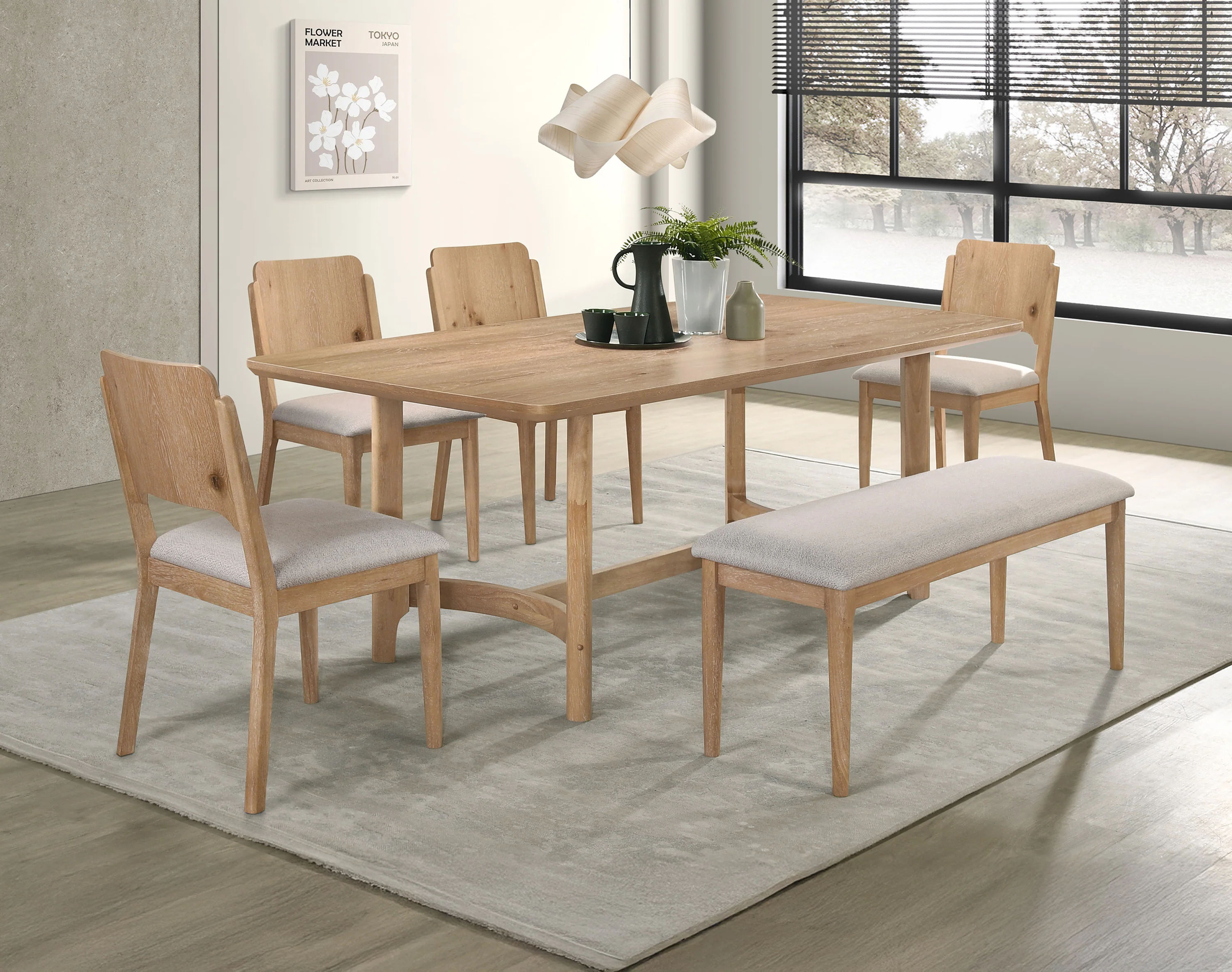 Modern Farmhouse Warm Wood Dining Table - Image 8