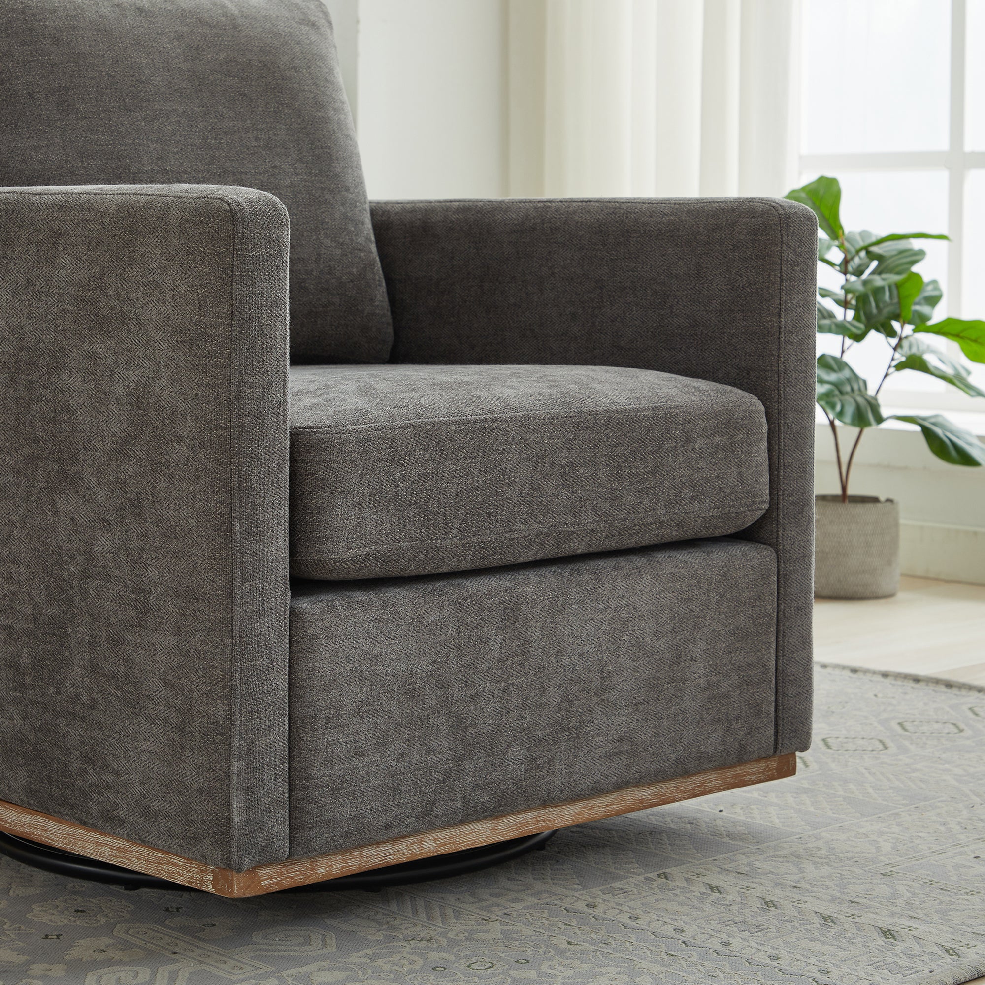Modern Square Upholstered Swivel Accent Chair - Image 34
