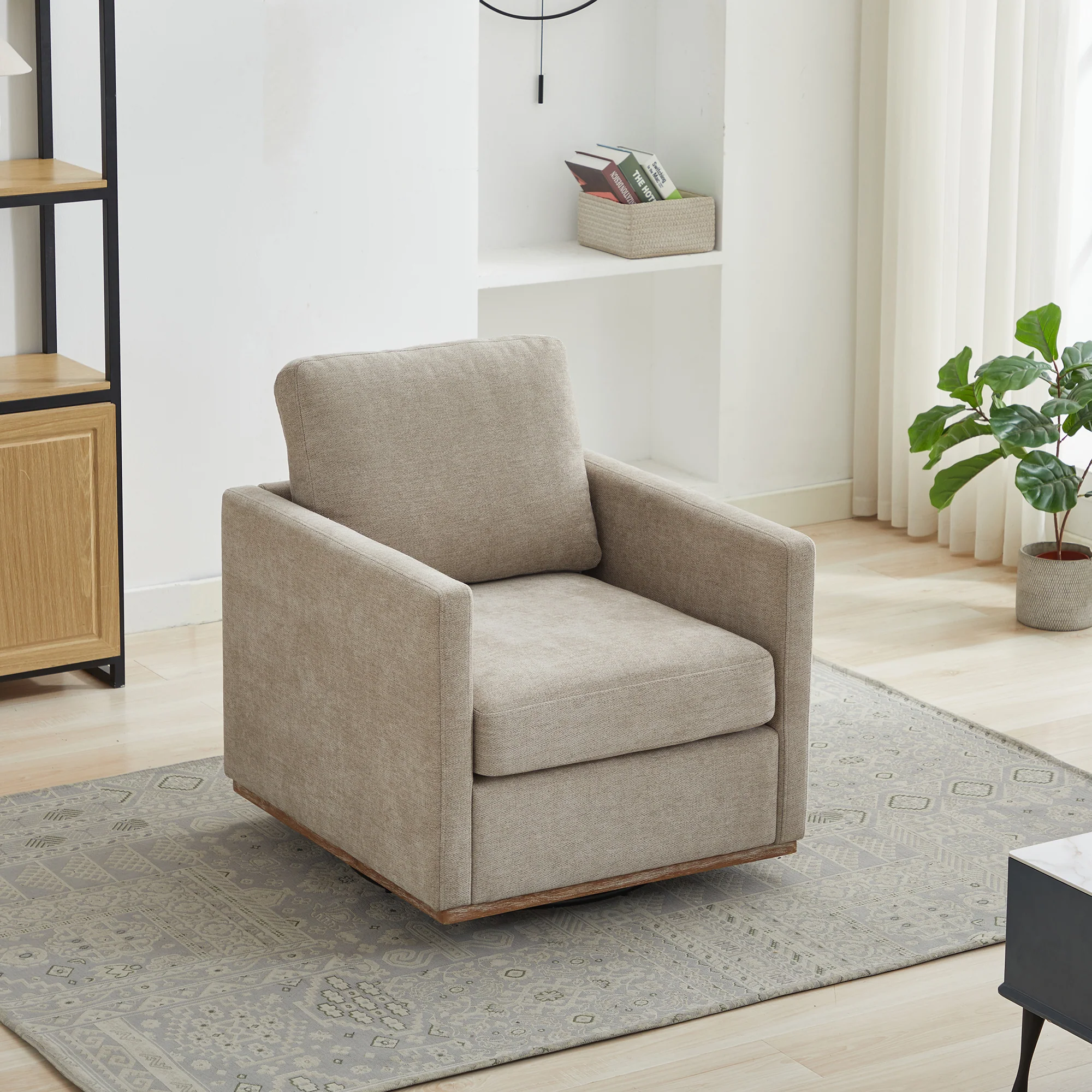 Modern Square Upholstered Swivel Accent Chair - Image 48