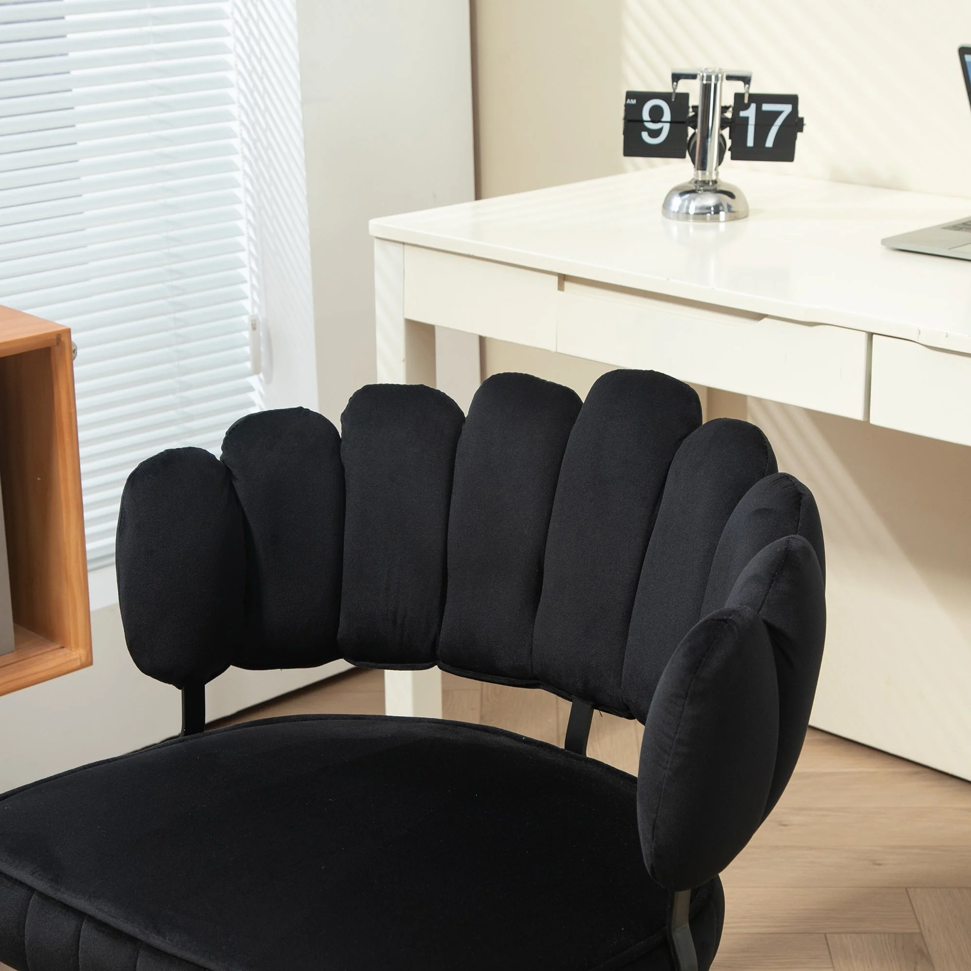 Modern Velvet Home Office Desk Chair with Adjustable Height and Swivel Wheels - Image 107