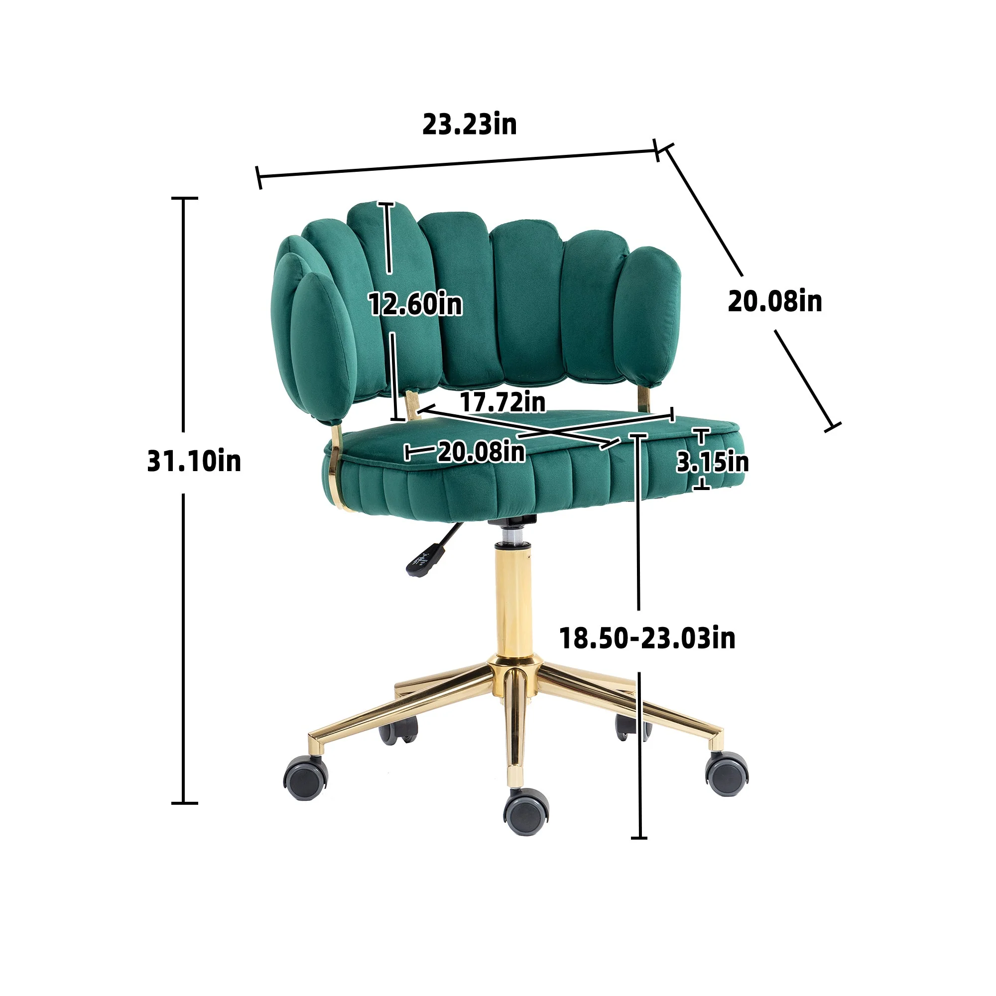 Modern Velvet Home Office Desk Chair with Adjustable Height and Swivel Wheels - Image 29