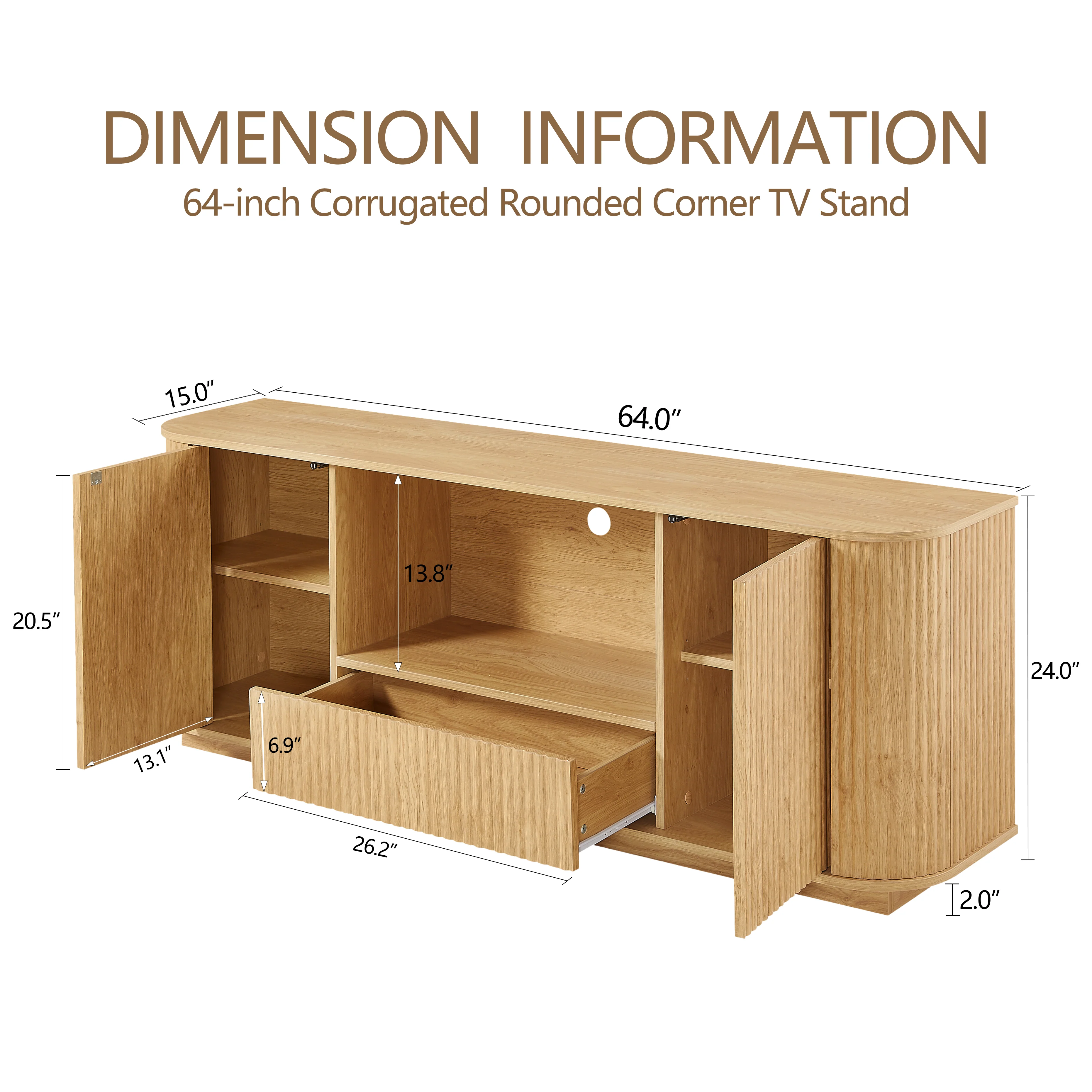 Modern Wavy TV Stand Rounded Sideboard - Image 16