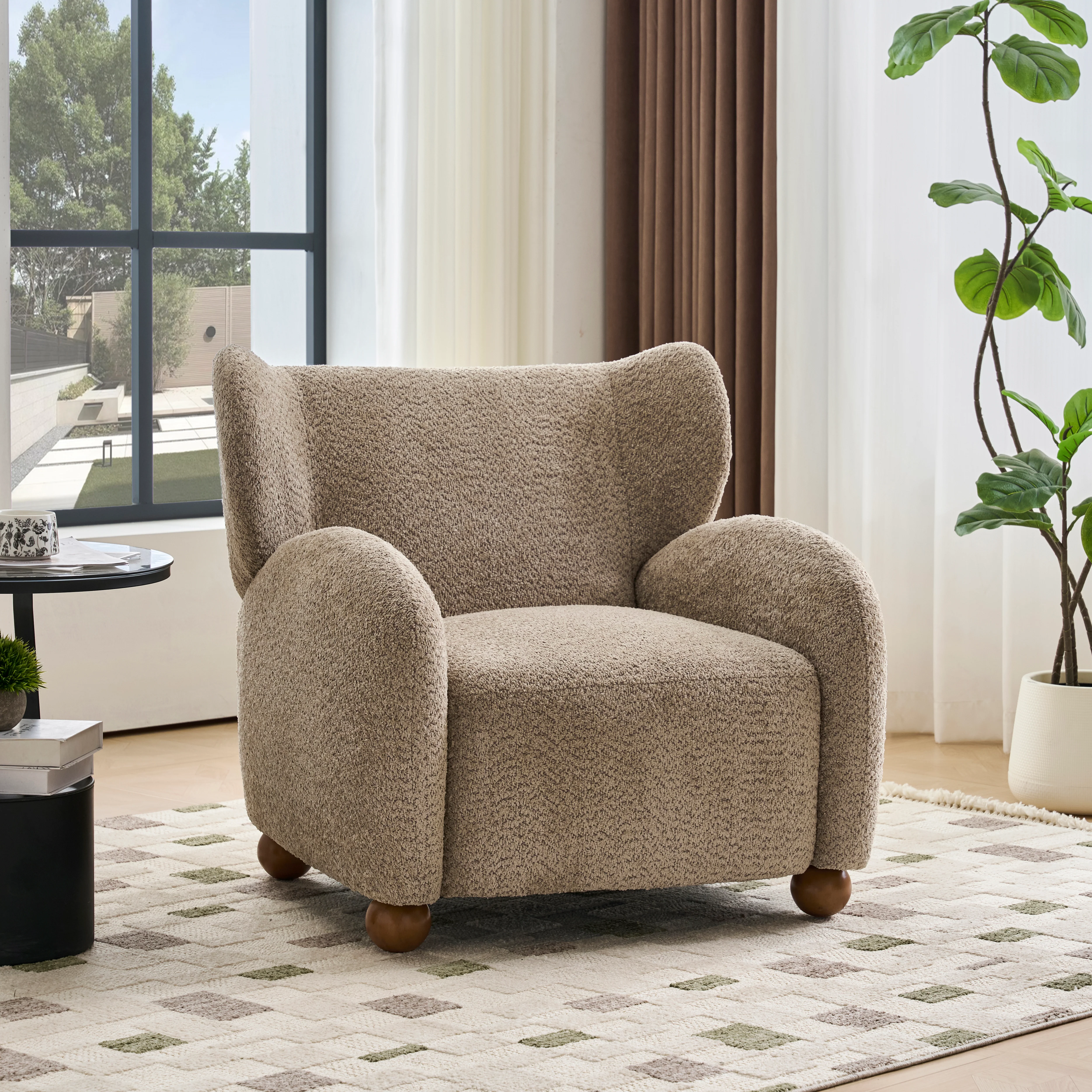 Modern Wingback Club Accent Chair with Round Feet - Image 13