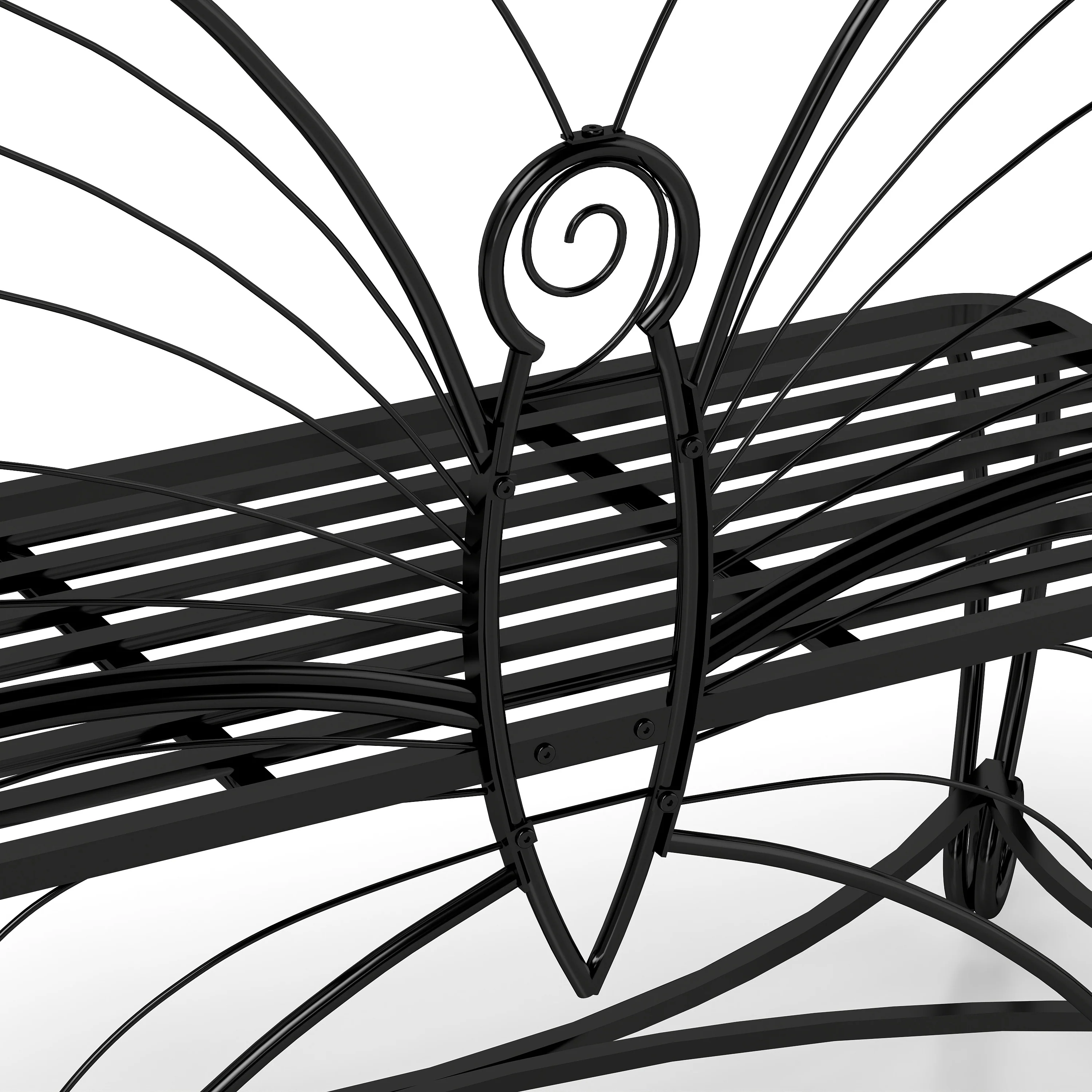 Monazite Outdoor Bench with Butterfly Back Design and Metal Frame - Image 5
