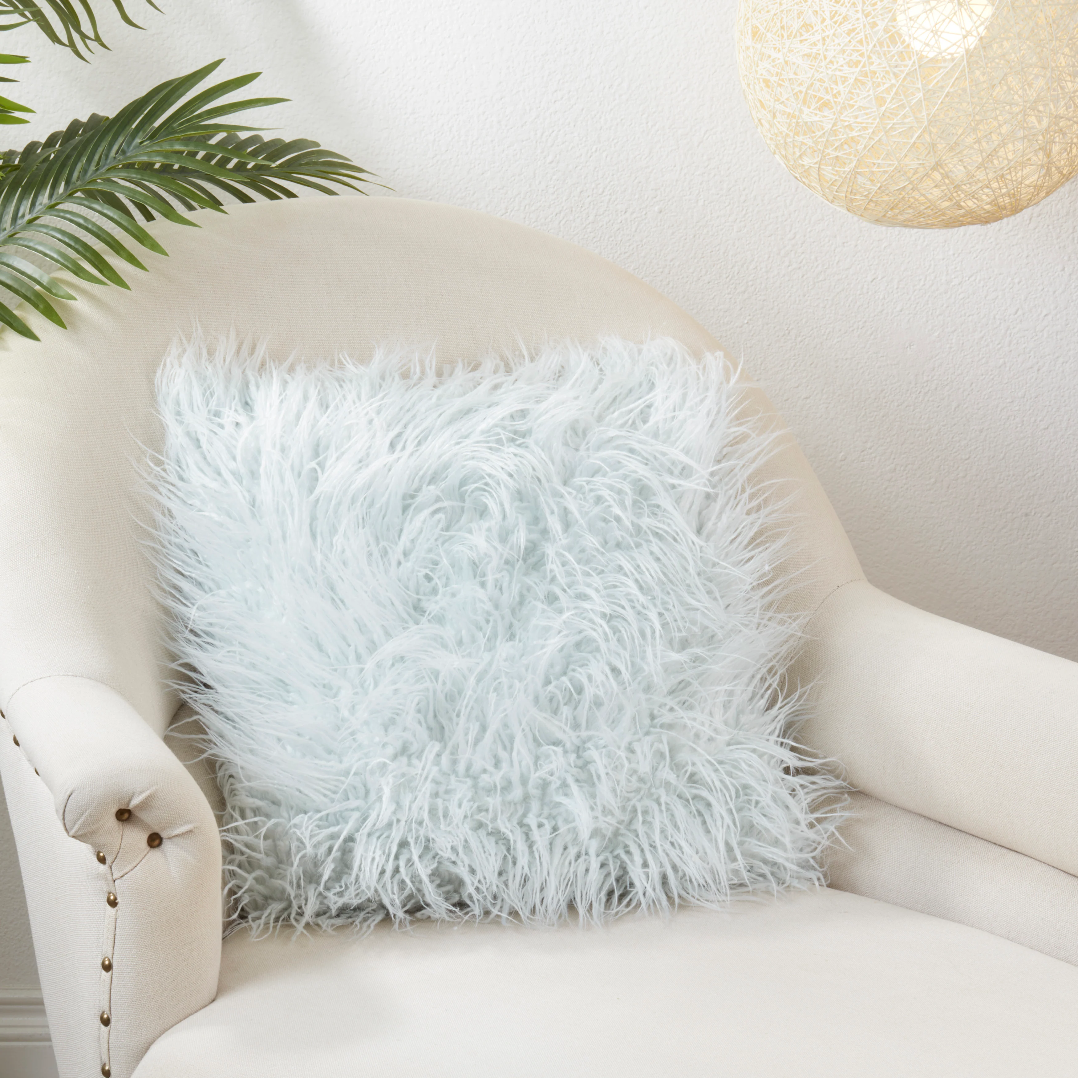 Mongolian Faux Fur Poly Filled Throw Pillow - Image 14