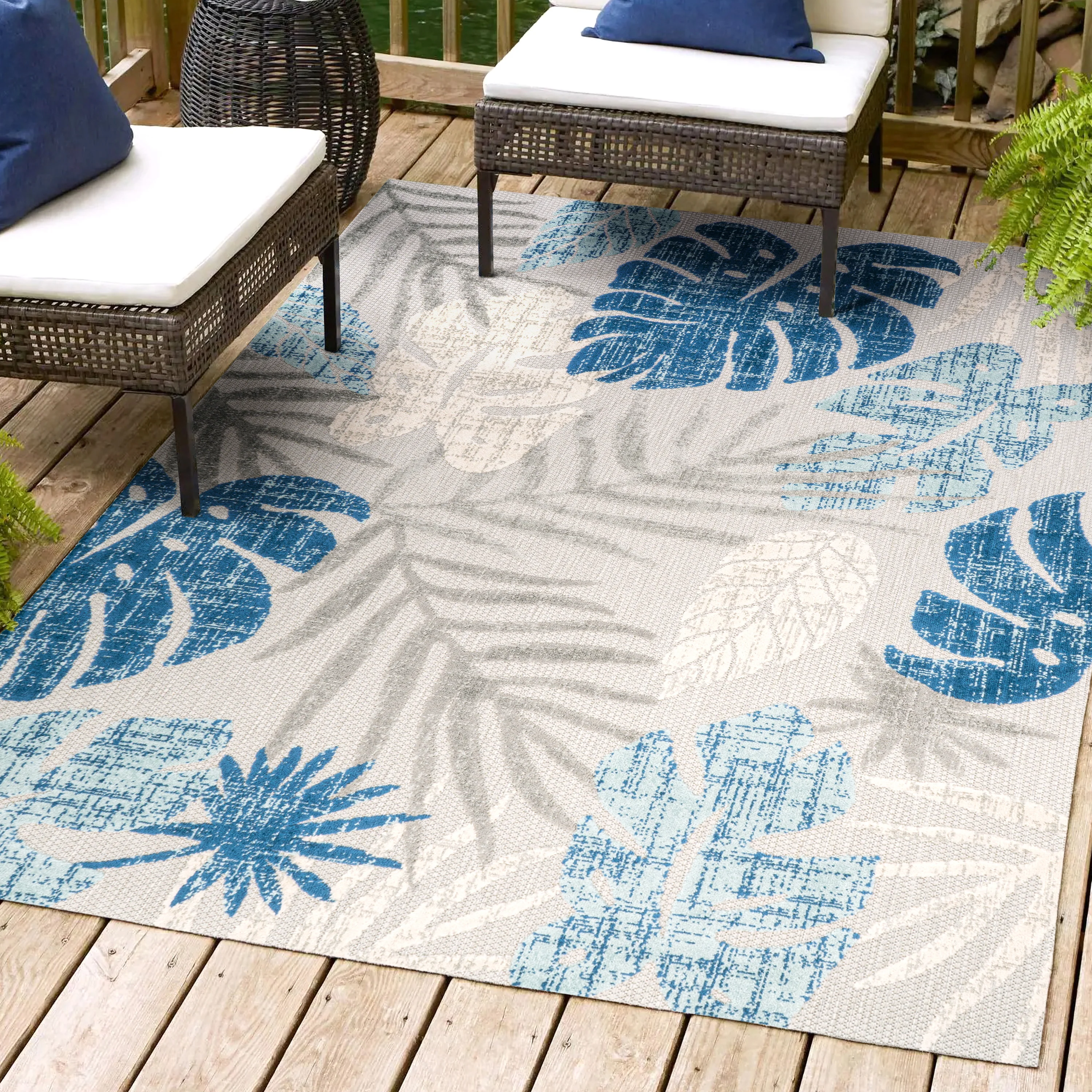 Monstera Tropical Leaf High-Low Indoor/Outdoor Area Rug - Image 14