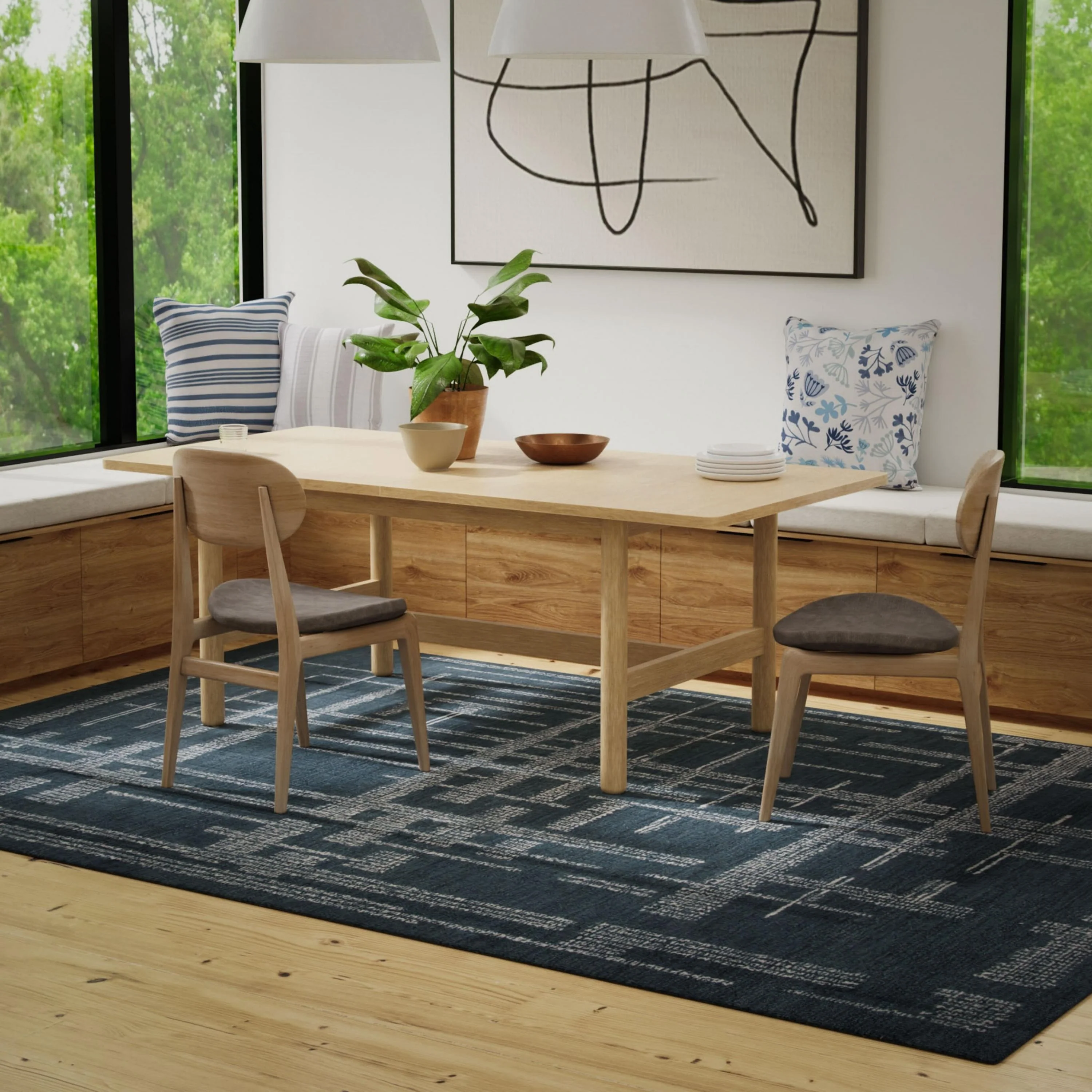 Montclaire Hand Tufted 100% Wool Geometric Area Rug - Image 3