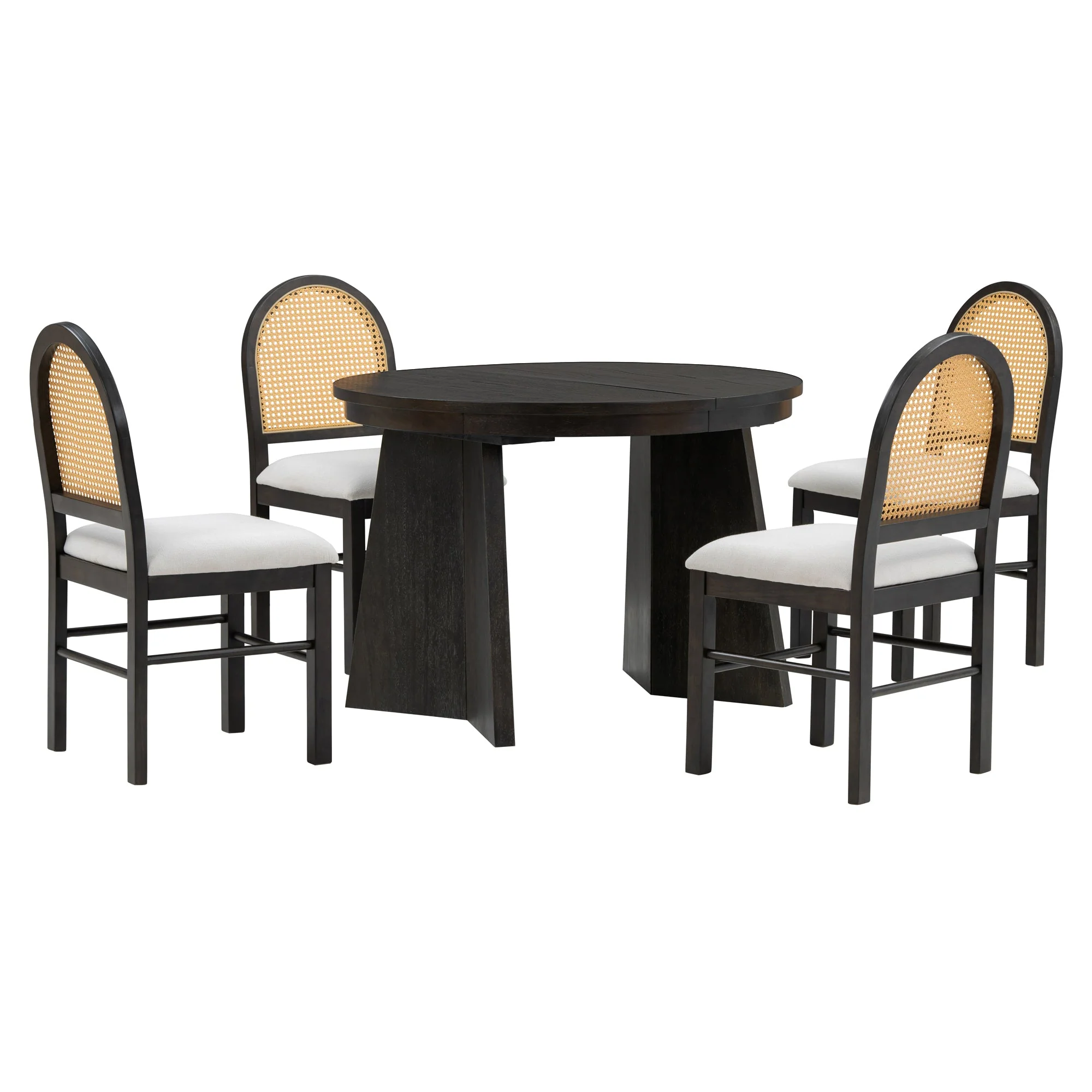 Monza 5-Piece Dining Set with Extendable Oval Table and 4 Upholstered Chairs - Image 2