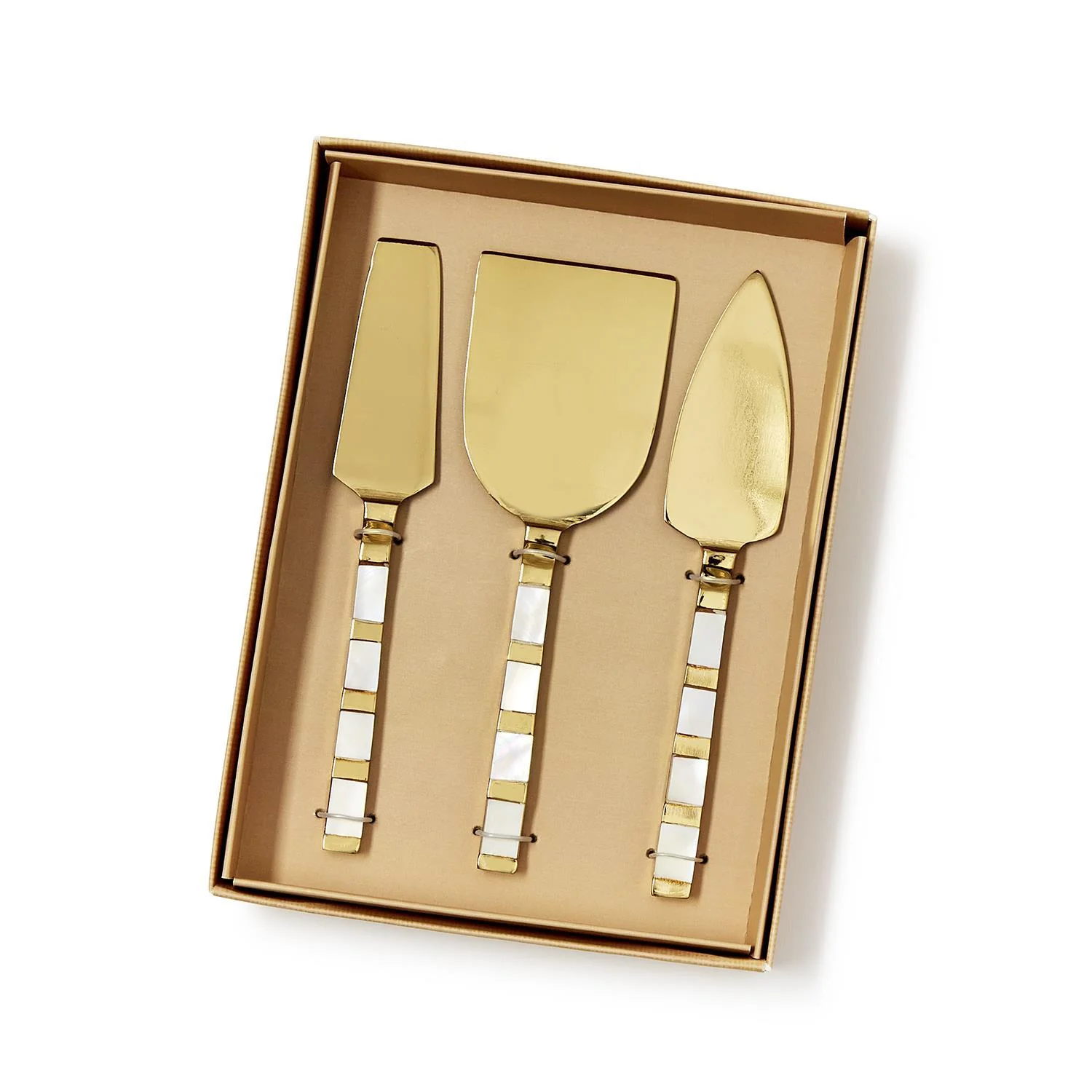 Mother of Pearl Cheese Knives in Gift Box, Set of 3 - Image 2