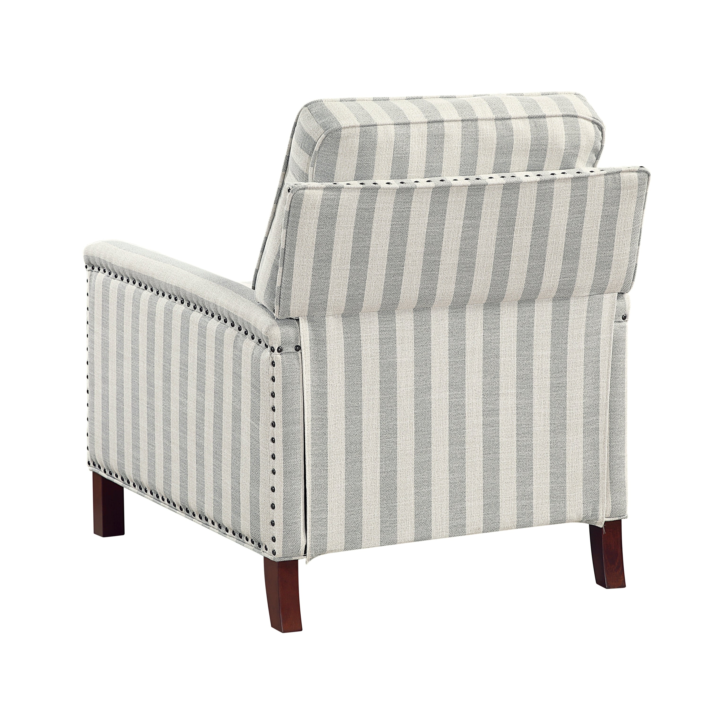 Nailhead Upholstered Striped Push Back Recliner - Image 12