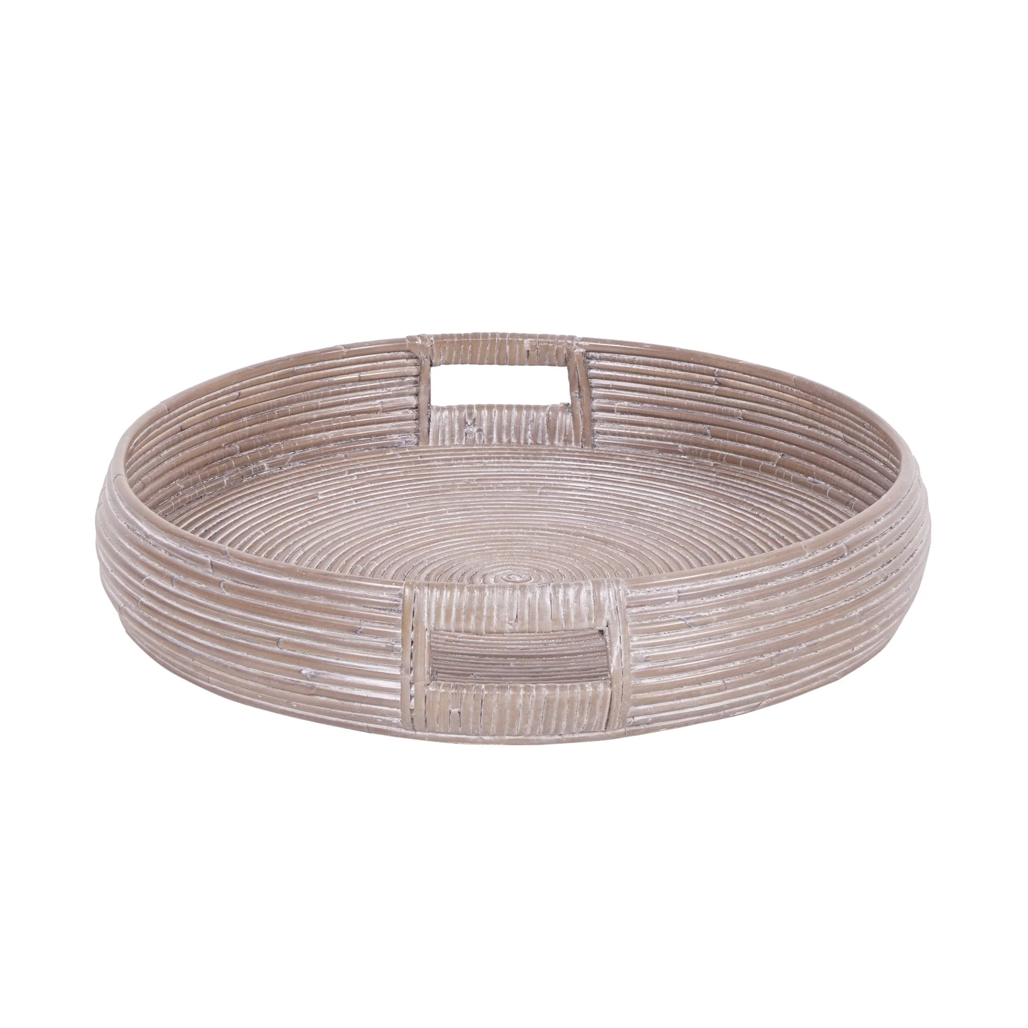 Nami Whitewashed Rattan Round Tray, Set of 2 - Image 7
