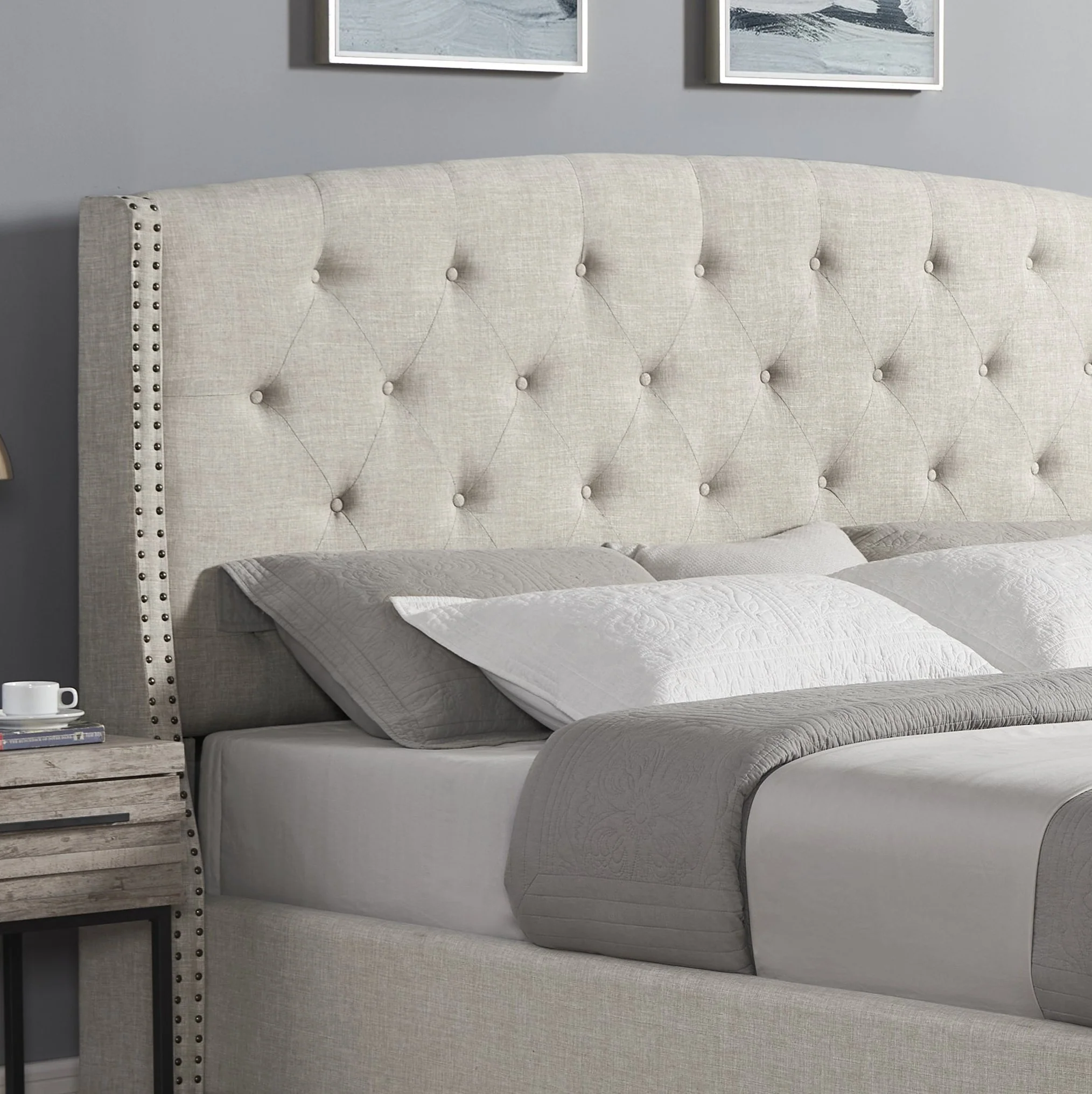 Nantarre Fabric Button Tufted Wingback Upholstered Bed - Image 6