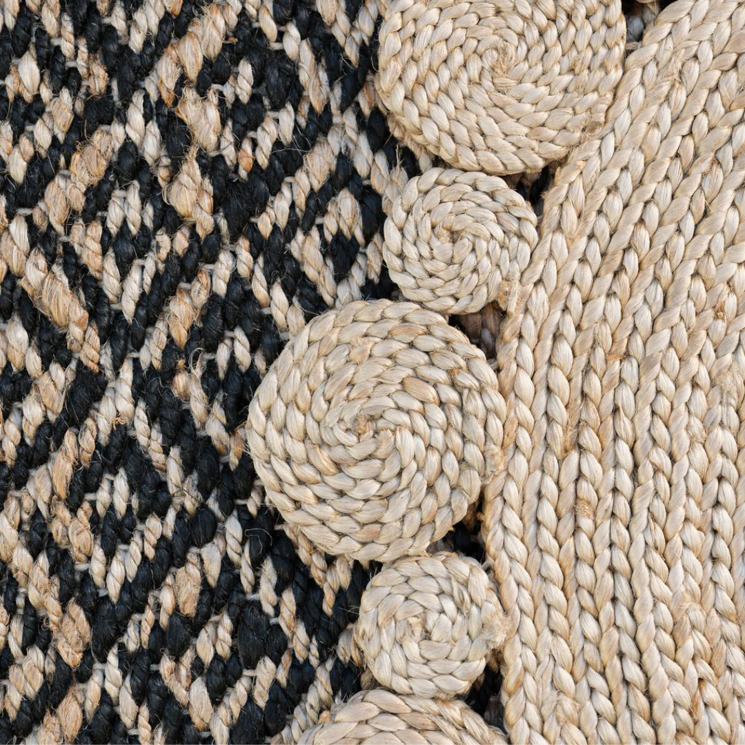 Handmade Natural and Black Diamonds Jute Rug 2' x 3' - Image 5