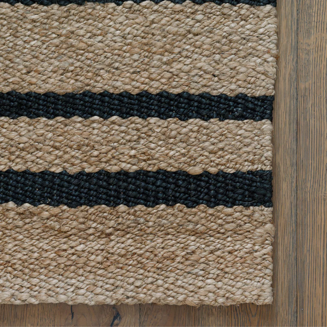Handcrafted Striped Jute Rug in Natural and Black, 2 x 3 - Image 4