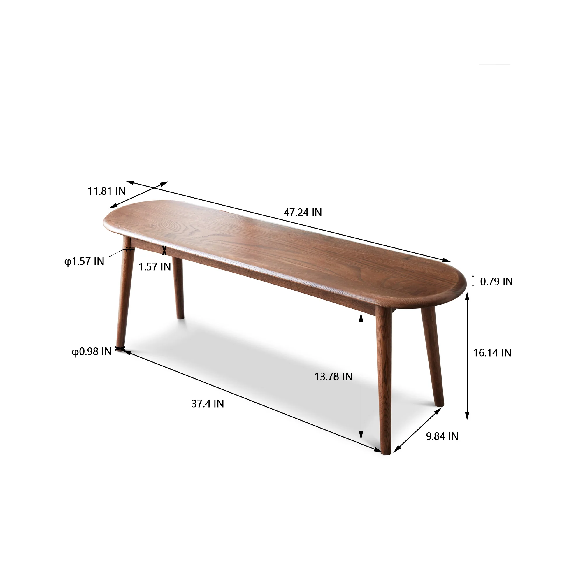 Natural Oak Wood Dining Bench - Image 16