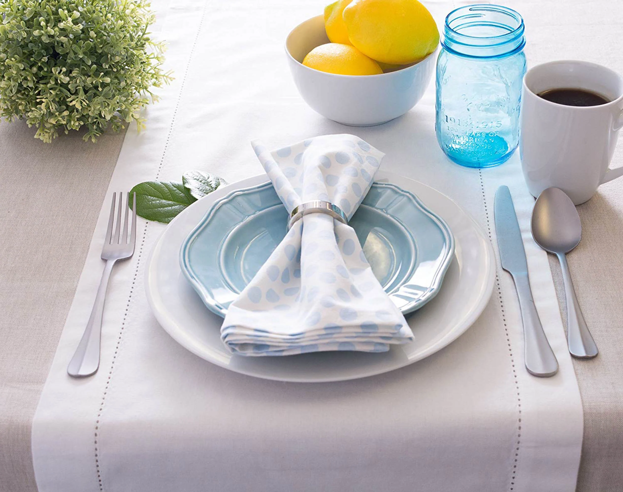 Natural Solid Chambray Tablecloth - Image 2