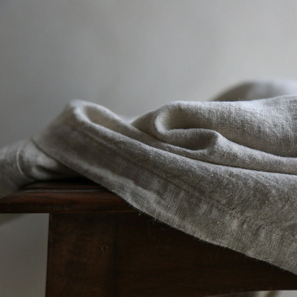 Handcrafted Linen Tablecloth in Natural, 70 x 108in - Image 6