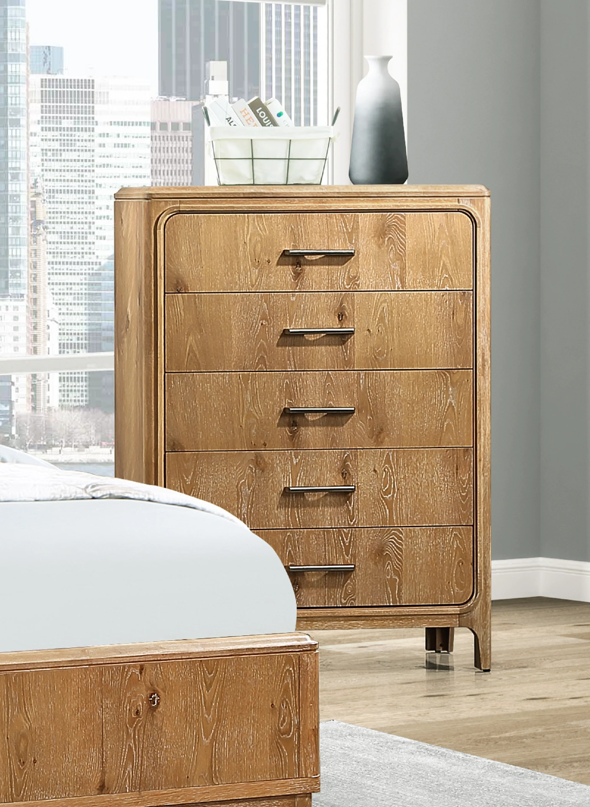 Velora Natural Wood Finish 5-Drawer Chest/Dresser - Image 3