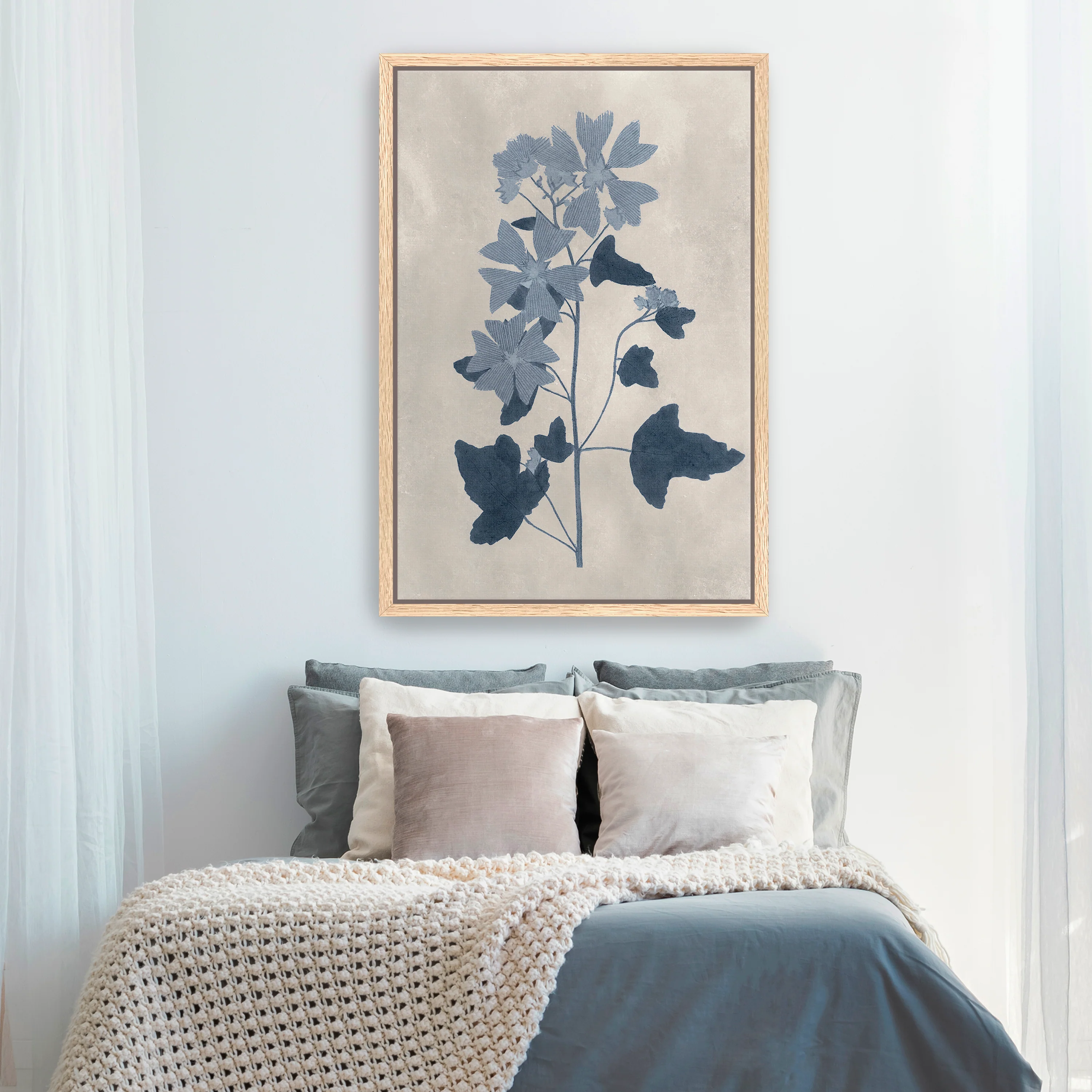 Navy Pressed Flowers VII Canvas Giclee - Image 8