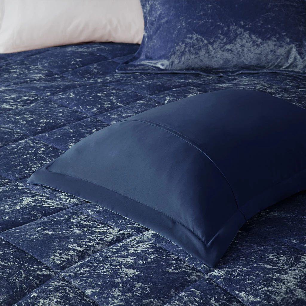 Navy Velvet Twin/Twin XL Comforter Set with Throw Pillow - Image 4