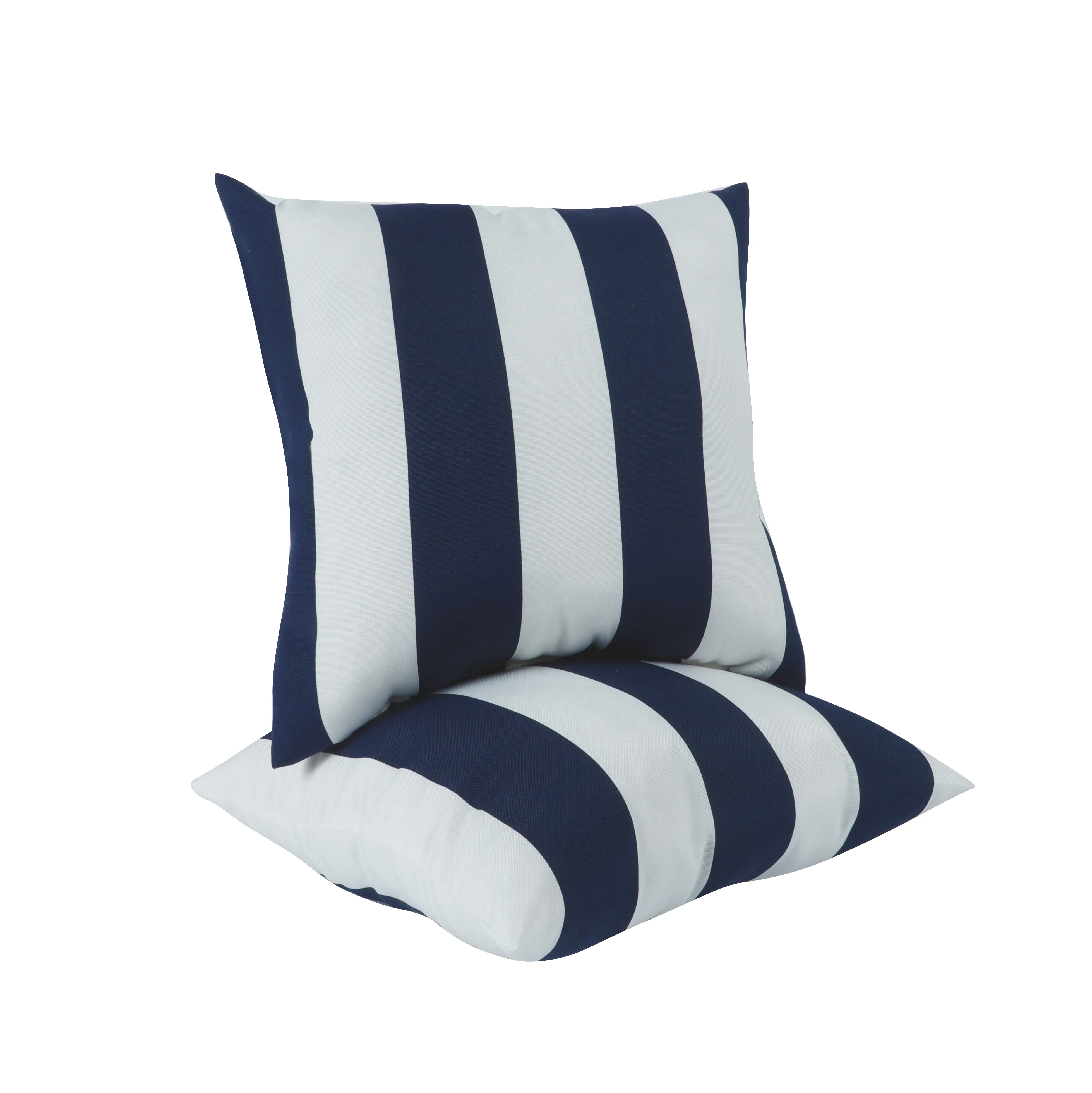 Navy & White Stripe Outdoor Square Pillows, Set of 2 - Image 3