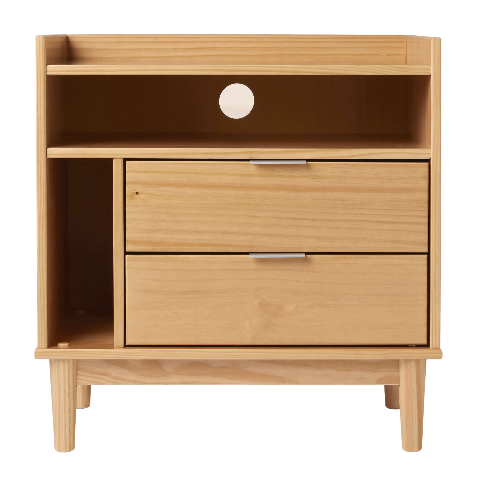 Nebulized Solid Wood Nightstand with 2 Drawers and Tray Top - Image 3