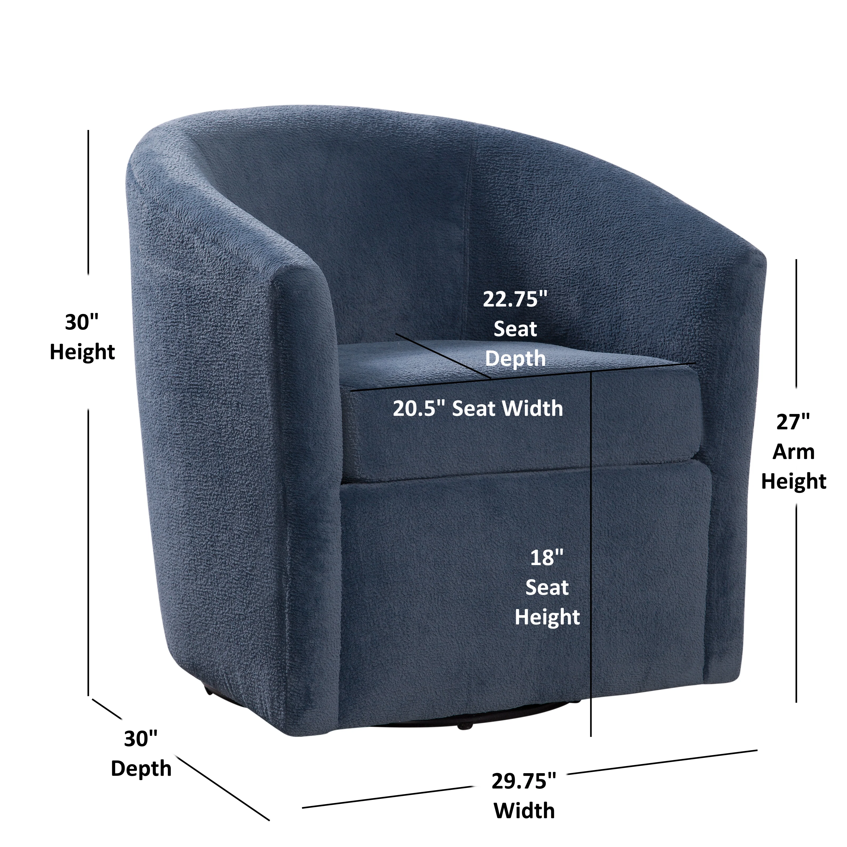 Oaklynn Barrel Style Swivel Accent Chair with Performance Fabric - Image 22