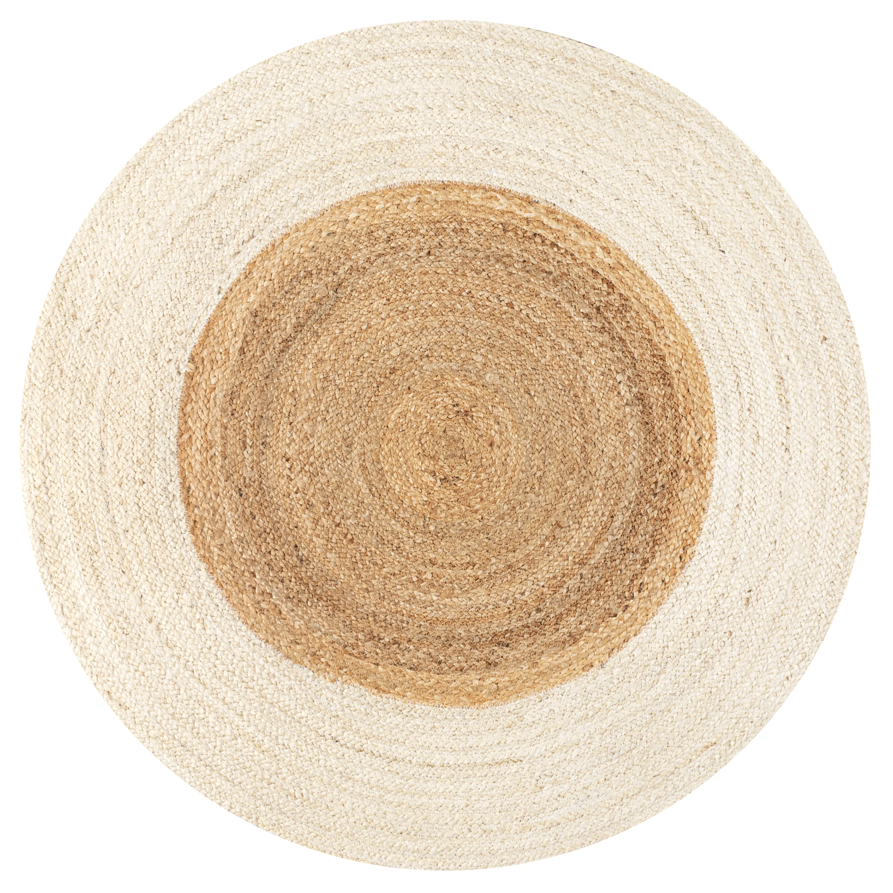 Oceana Two-Tone Boho Jute Circle Round Area Rug - Image 2