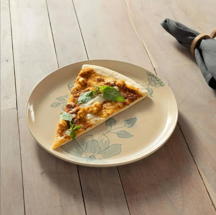 Off-White Round Ceramic Floral Dinner Plate - Image 2
