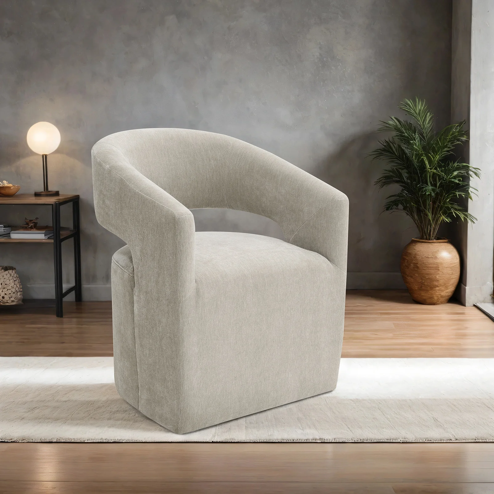 Open Back Upholstered Arm Accent Chair - Image 2