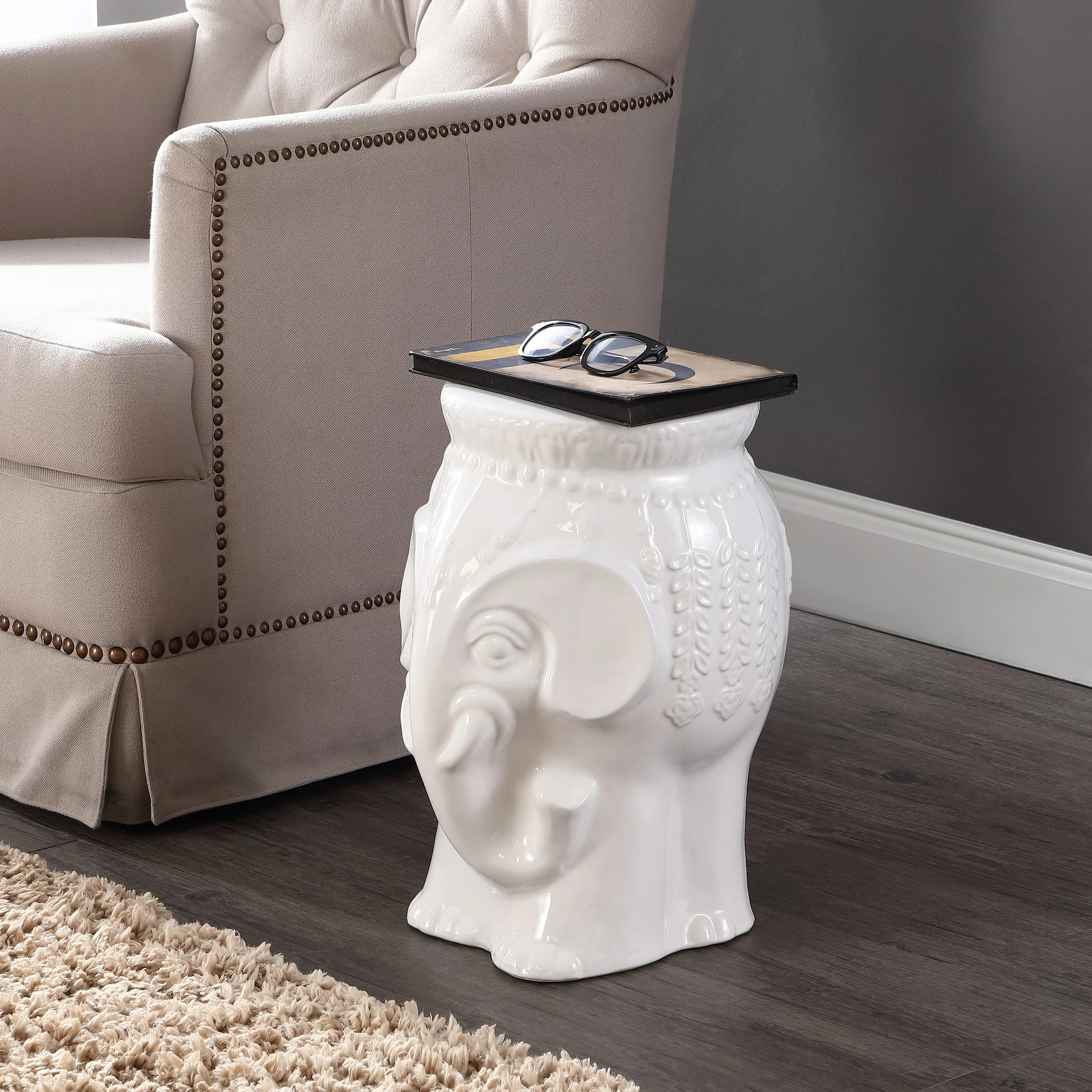 Orla Bohemian Elephant Ceramic Garden Stool - Image 15
