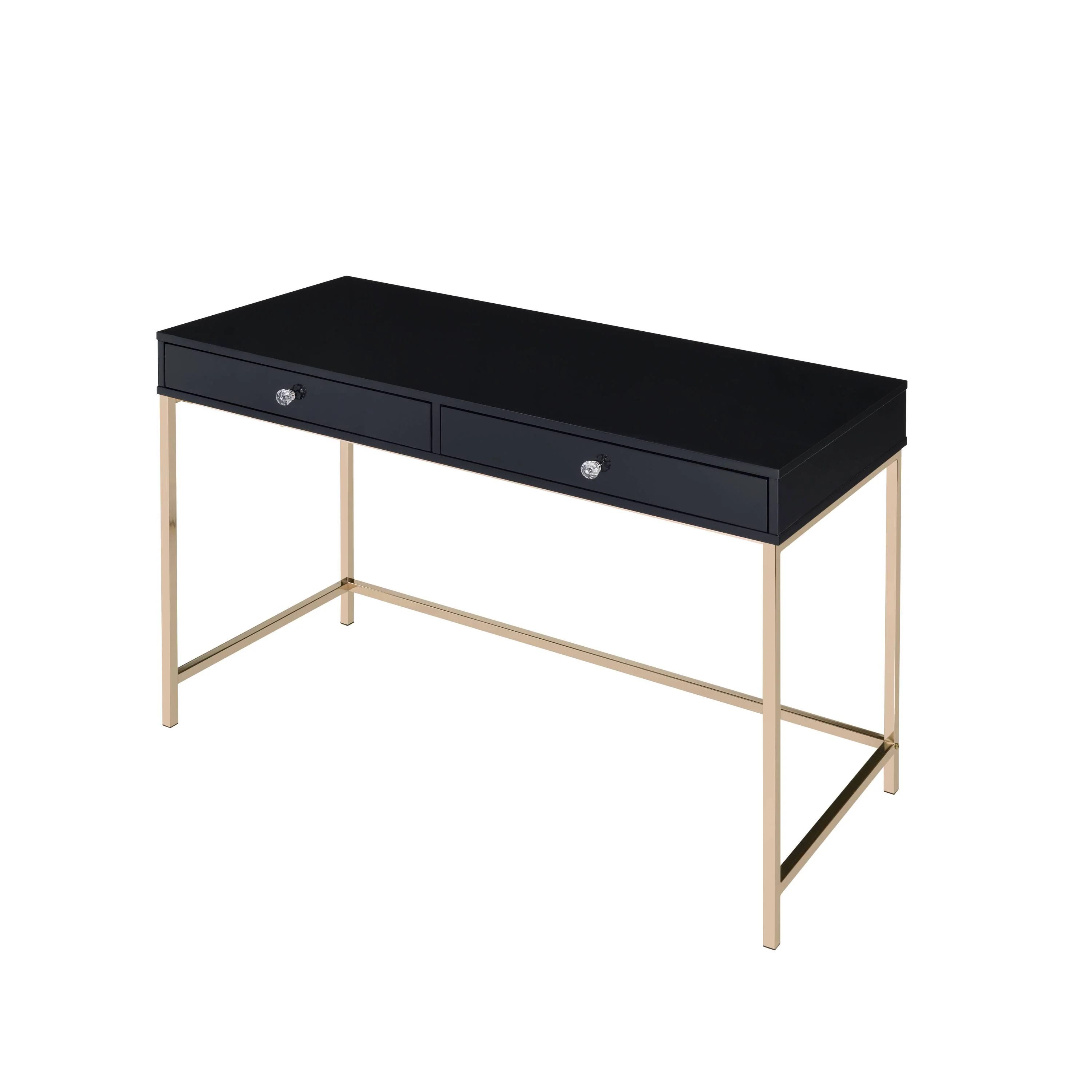 Ottey High Gloss & Gold Finish Writing Desk - Image 6