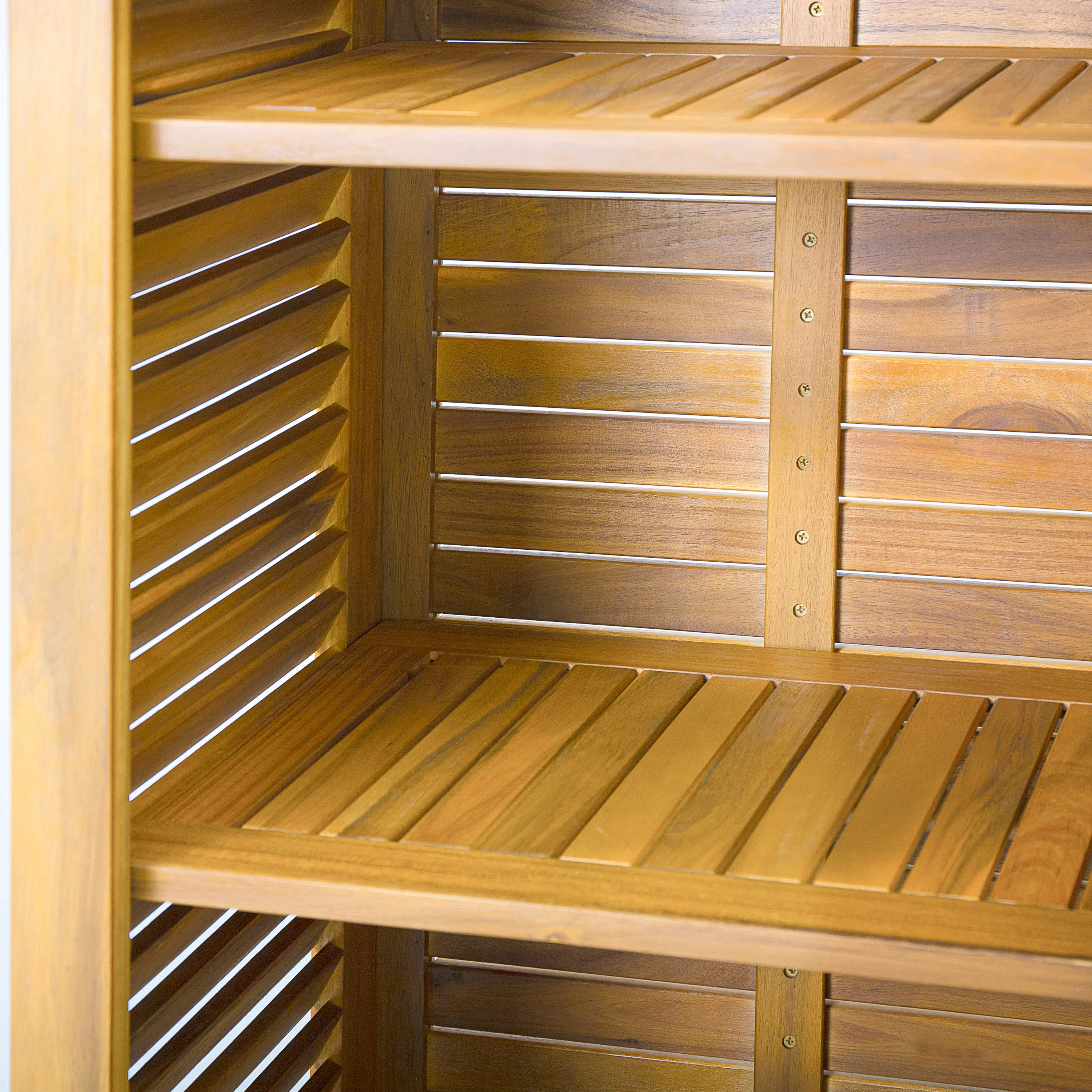 Outdoor Acacia Wood Cabinet with Doors and Shelves - Image 9