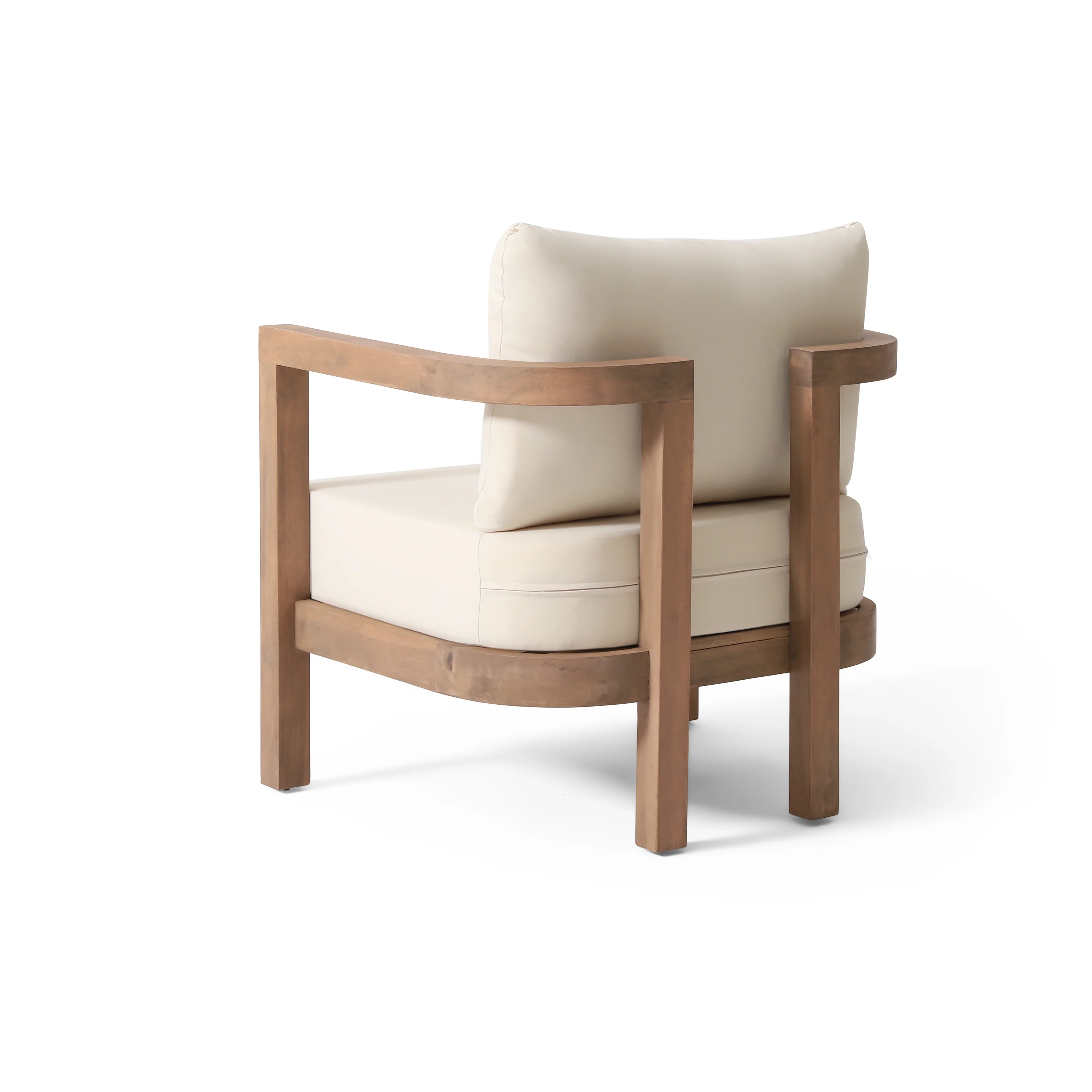 Outdoor Acacia Wood Club Chair with Padded Seat and Back Cushions, Set of 2 - Image 6