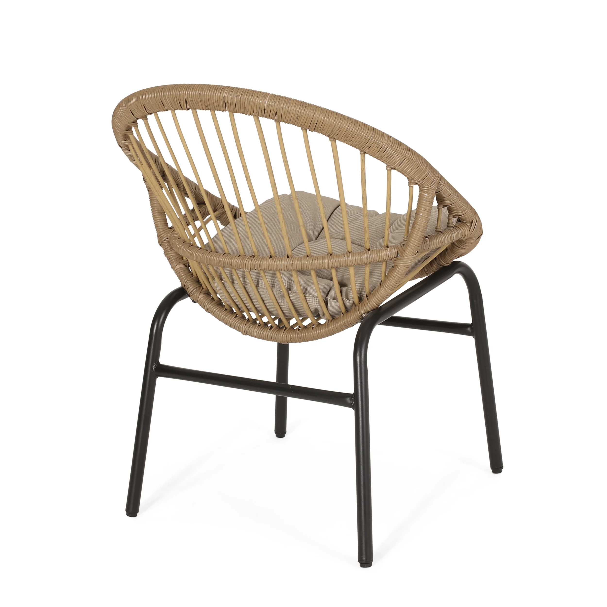 Outdoor Accent Chair with Curved Back and Basket Frame, Set of 2 - Image 5
