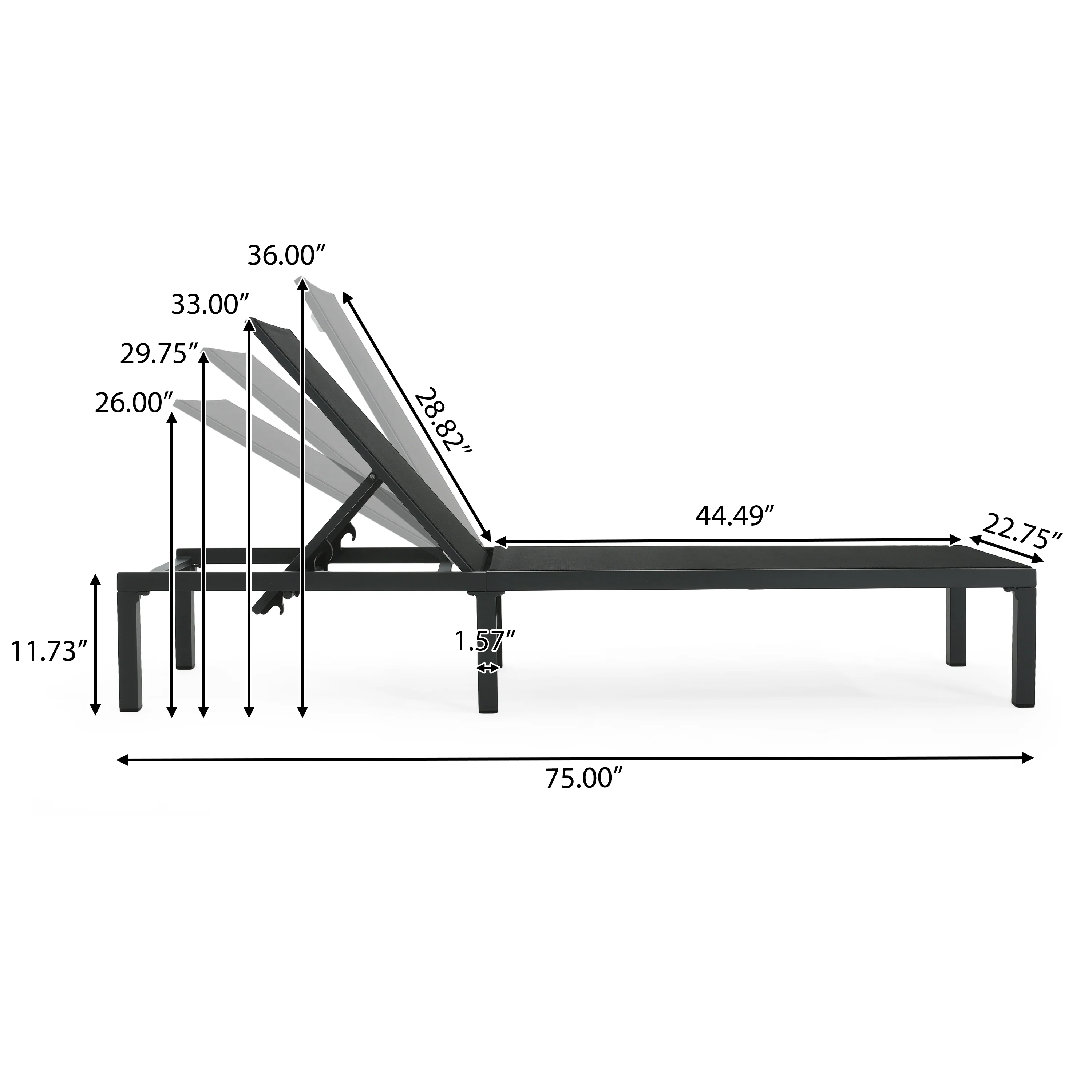 Outdoor Chaise Lounge with Aluminum Frame and Adjustable Backrest, Set of 2 - Image 10