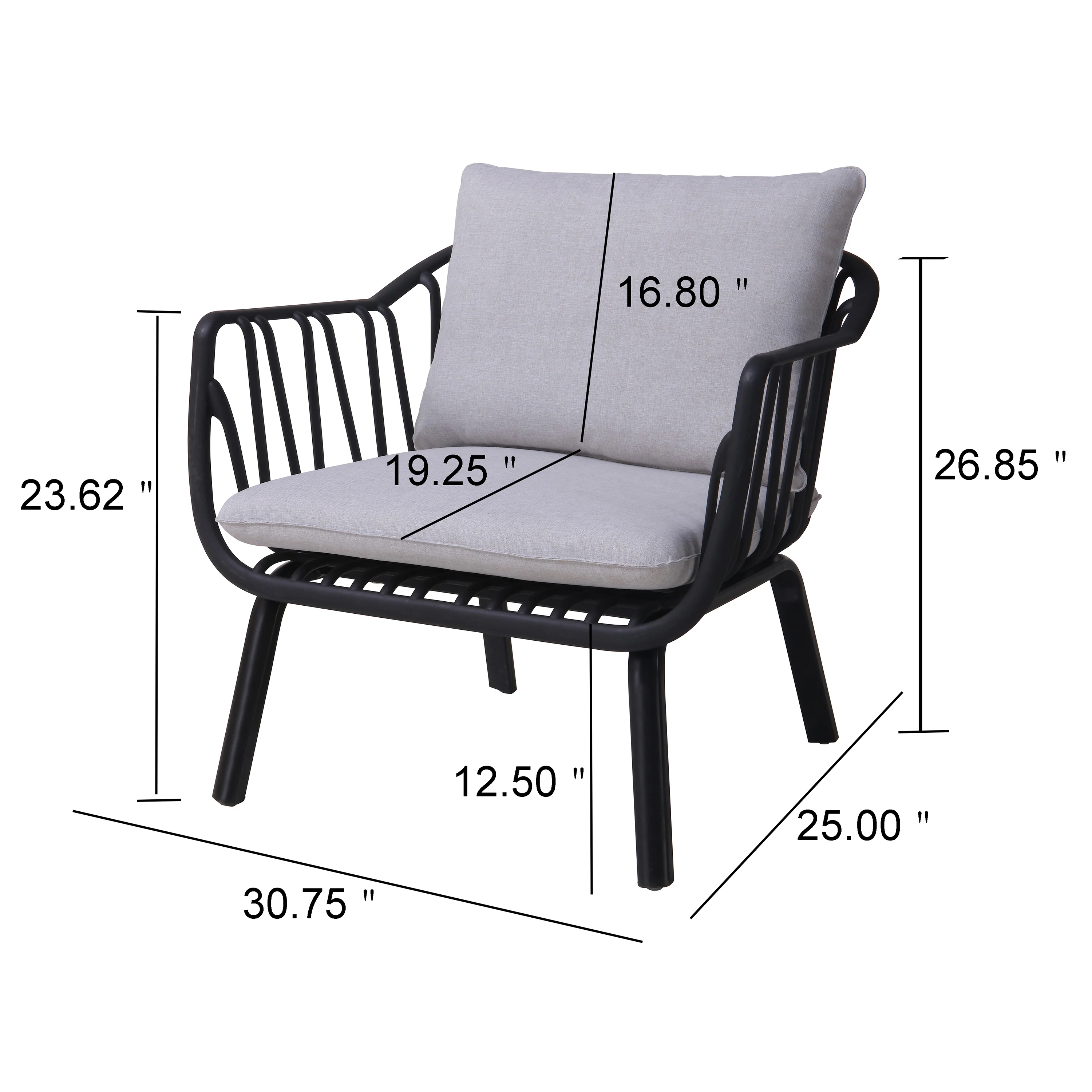 Outdoor Club Chair with Cushions and Open Slat Accents, Set of 2 - Image 10