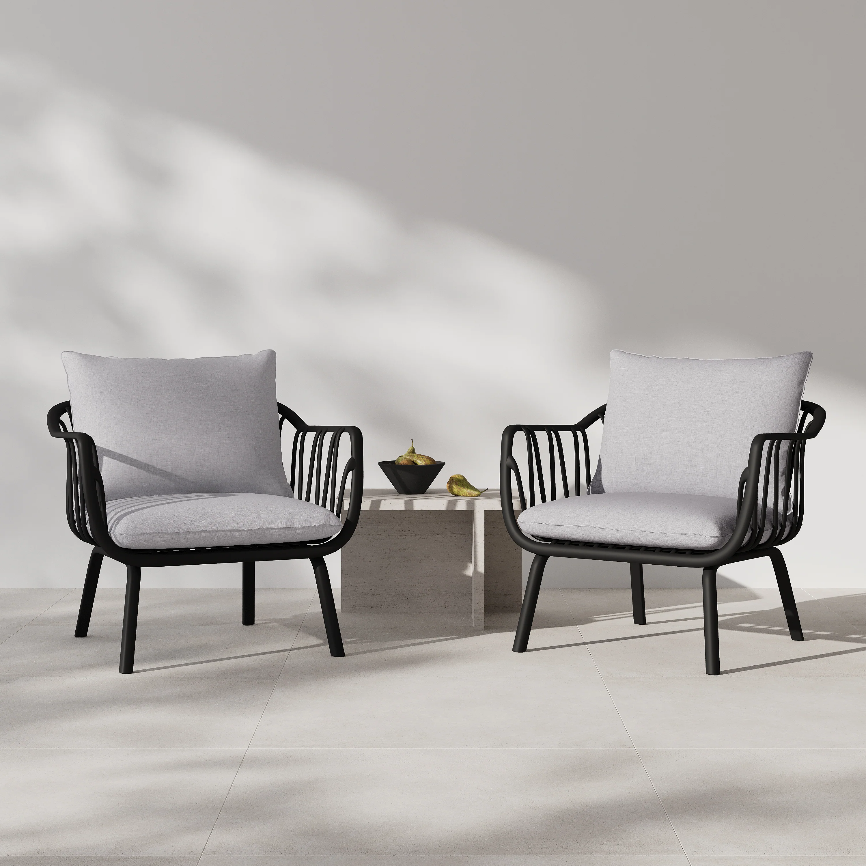 Outdoor Club Chair with Cushions and Open Slat Accents, Set of 2 - Image 9