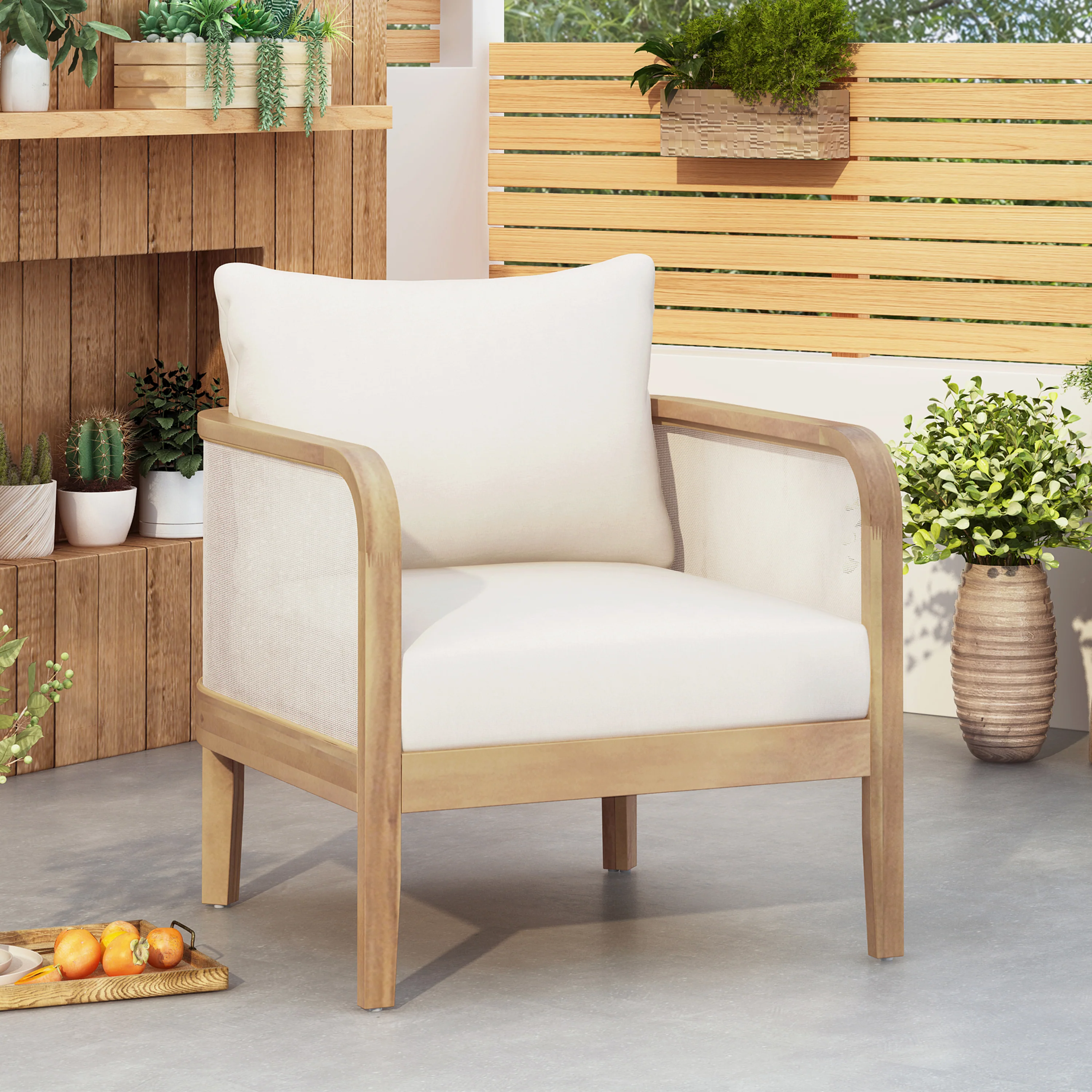 Outdoor Club Chair with Semi-Circular Backrest and Curved Arms - Image 2